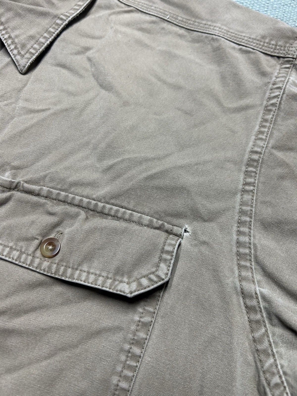 Vintage Vintage cabelas button shirt canvas cotton khaki tan XL tall Size US XL / EU 56 / 4 - 4 Thumbnail