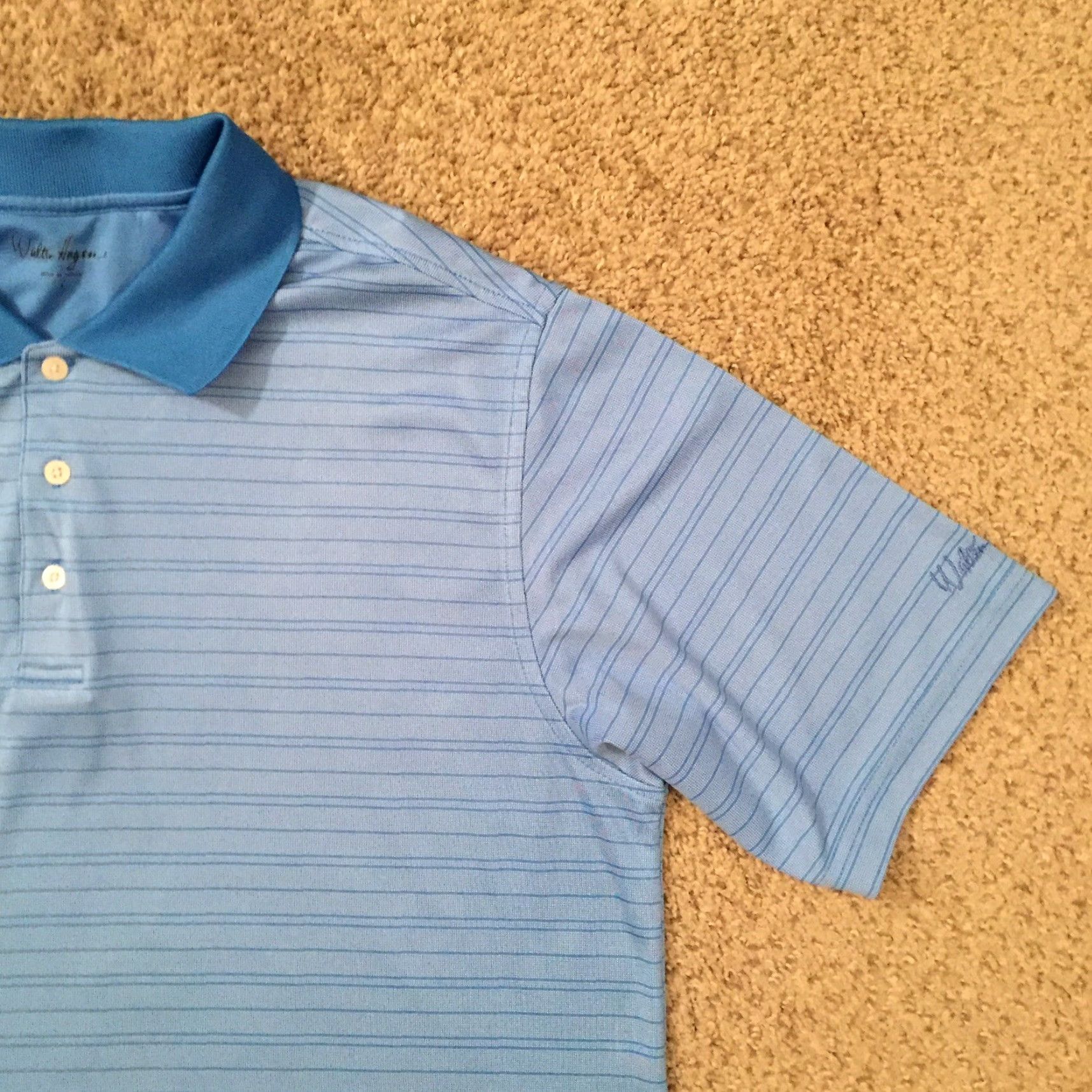 Vintage Walter Hagen Polo Shirt Mens L Blue Striped Short Sleeve Size US L / EU 52-54 / 3 - 4 Thumbnail