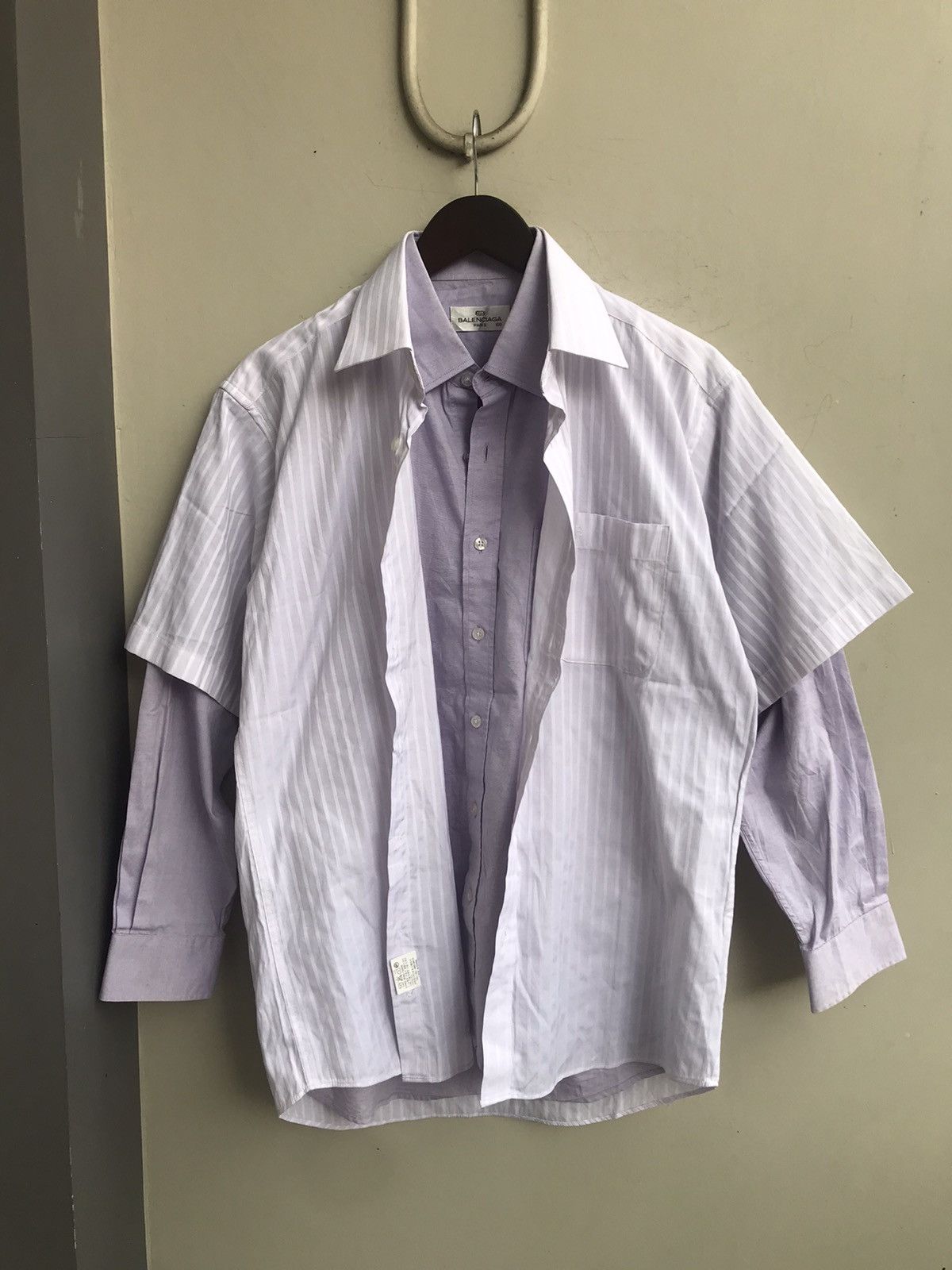 Pre-owned Balenciaga Hybrid Double Layer Shirt Button Up In Stripe