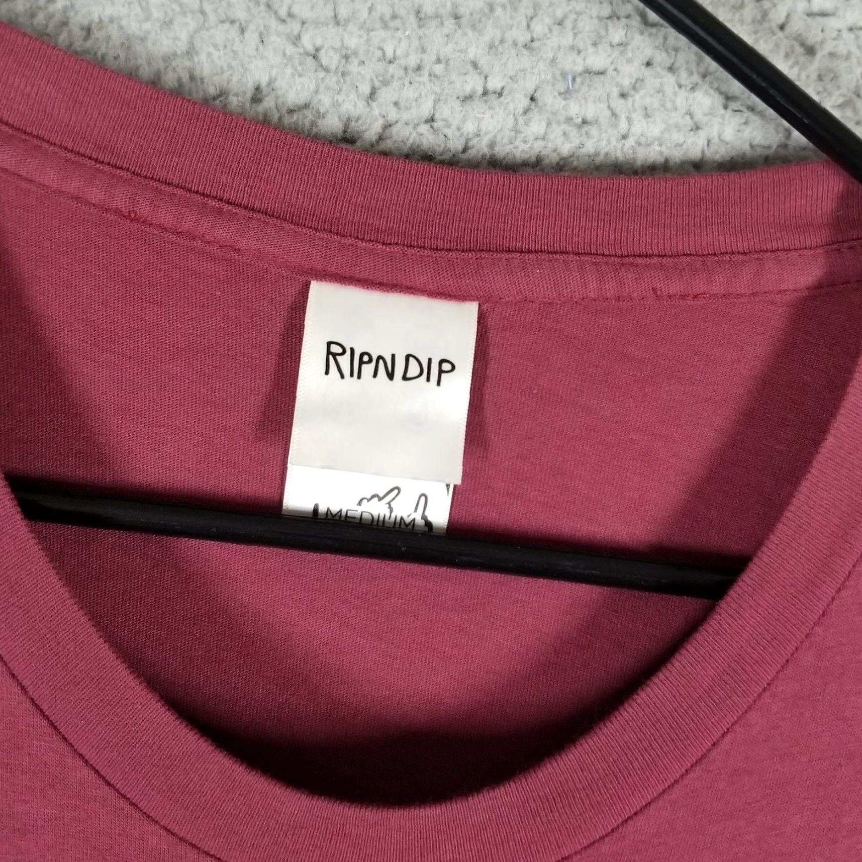 RIPNDIP RIPNDIP Long Sleeve Pocket T-Shirt Mens Medium Maroon Cat Graphic Skatewear Cotton Size US M / EU 48-50 / 2 - 7 Thumbnail