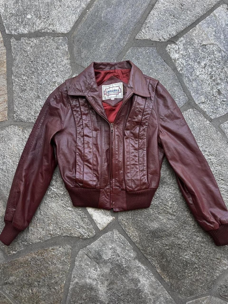 Vintage Vintage Casablanca cropped burgundy leather jacket Size XL / US 12-14 / IT 48-50 - 1 Thumbnail