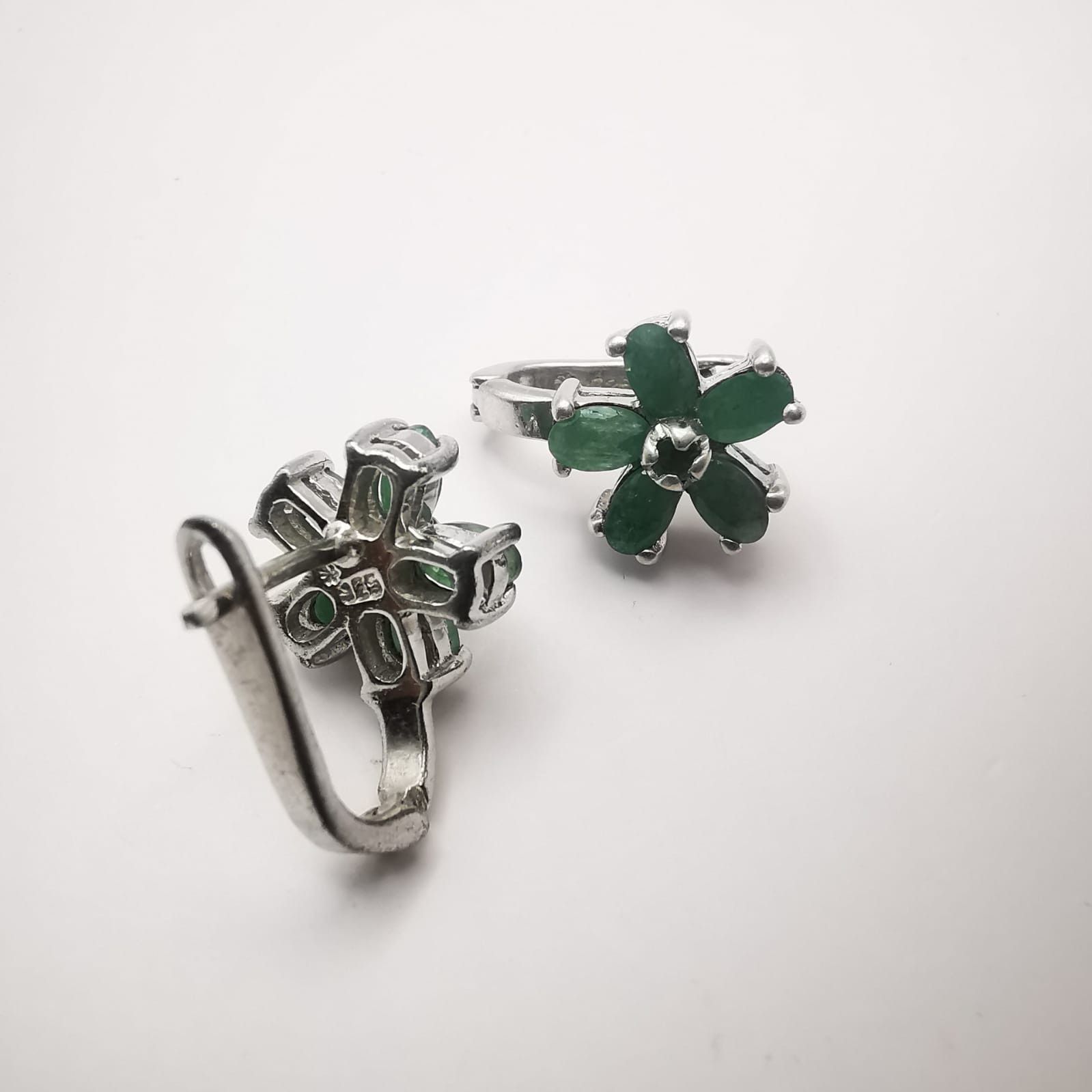 Vintage Vintage Women's Earrings 925 Sterling Silver Jewelry Emerald Size ONE SIZE - 8 Thumbnail