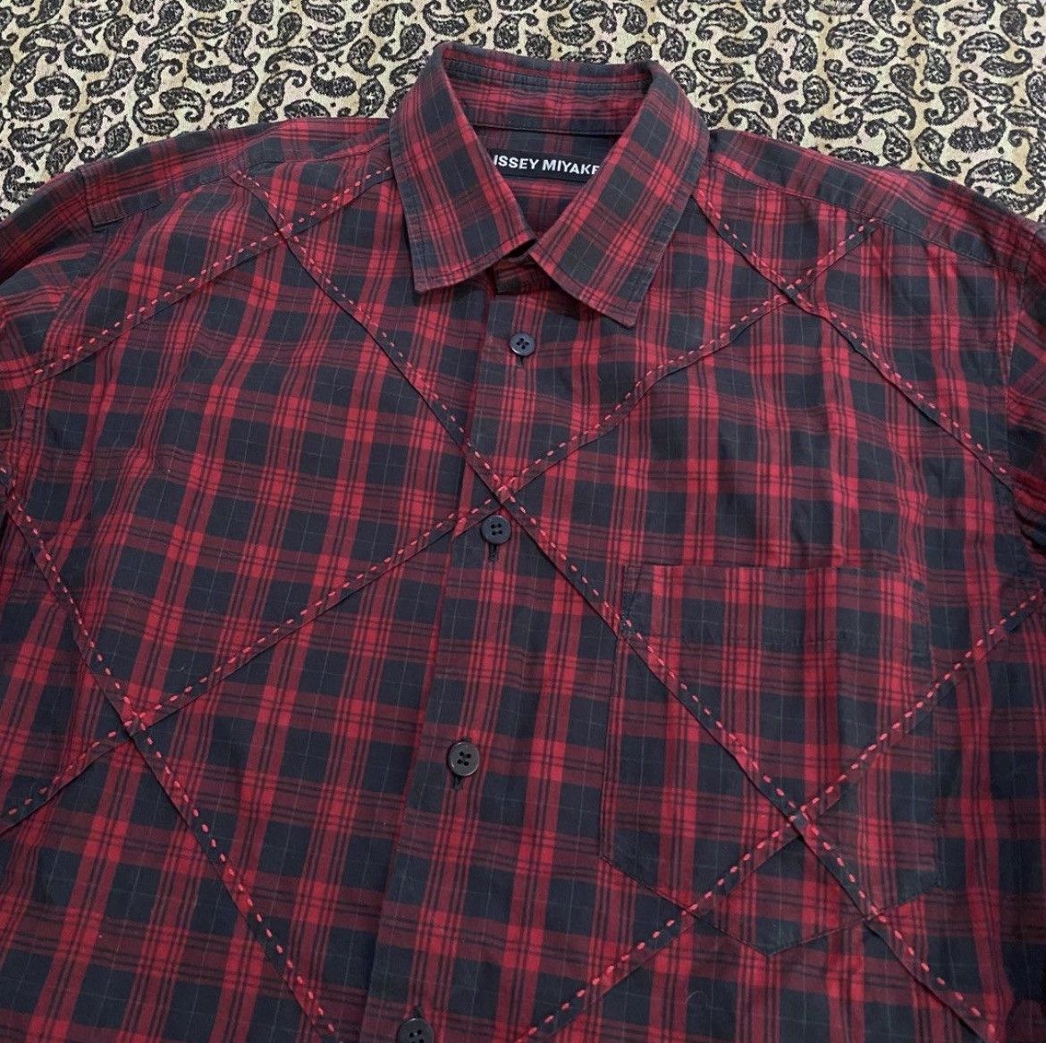 Issey Miyake 🇯🇵 Issey Miyake Men Flanel Plaid Embroidery Shirt Designer Size US L / EU 52-54 / 3 - 3 Thumbnail