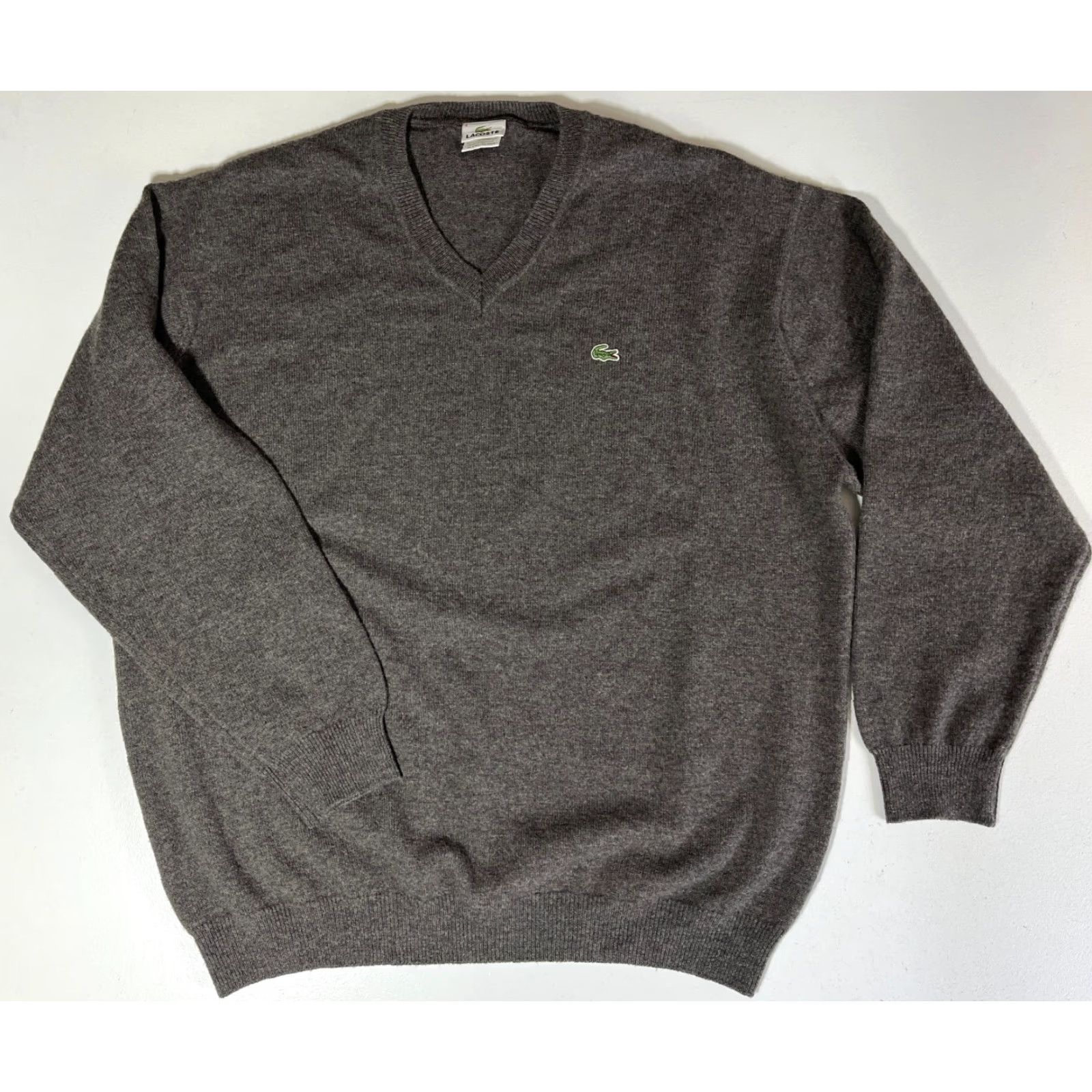 Lacoste VINTAGE Lacoste Sweater Shirt Mens 2XL Gray Wool V-Neck Pullover Winter Fall 90s Size US XXL / EU 58 / 5 - 4 Thumbnail