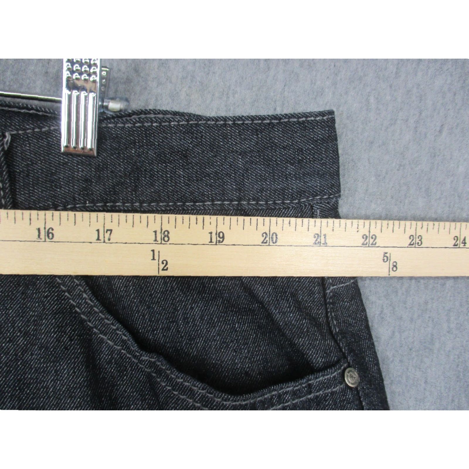 Vintage Mecca Jeans Mens 42x32 Dark Gray Denim Straight Leg Embroidered Back Pockets Pants Size US 42 / EU 58 - 4 Thumbnail