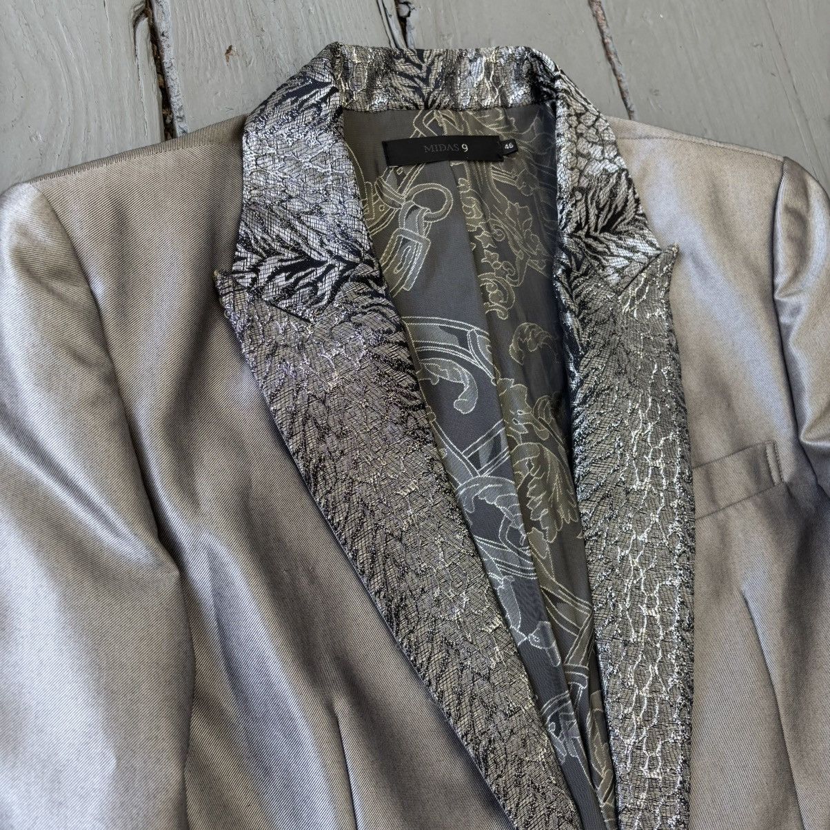Japanese Brand MIDAS Silver Patterned Collar Blazer Size US S / EU 44-46 / 1 - 2 Thumbnail