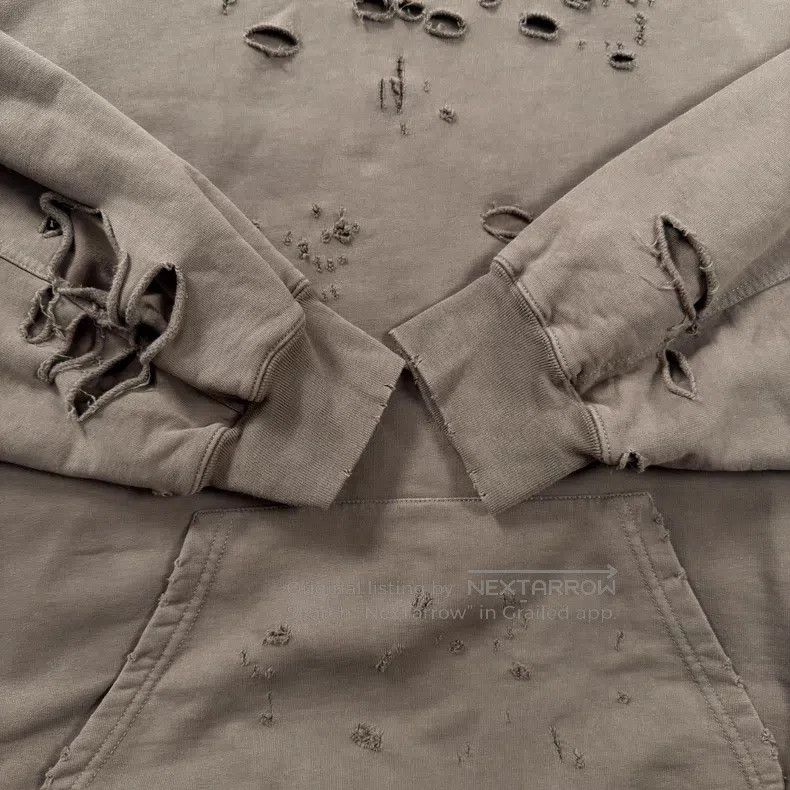 Balenciaga Balenciaga Beige Destroyed Hoodie Size US M / EU 48-50 / 2 - 4 Thumbnail