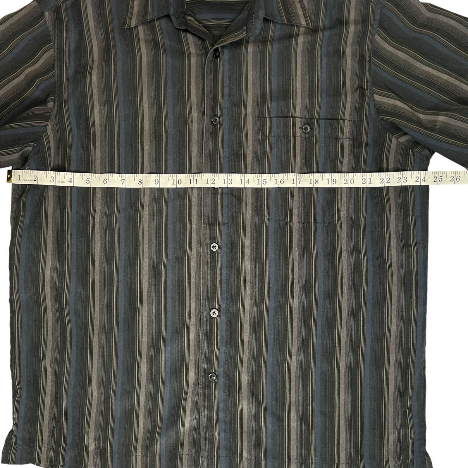 David Taylor David Taylor Striped Short Sleeve Button Up Shirt Black Gray Size US XL / EU 56 / 4 - 8 Thumbnail
