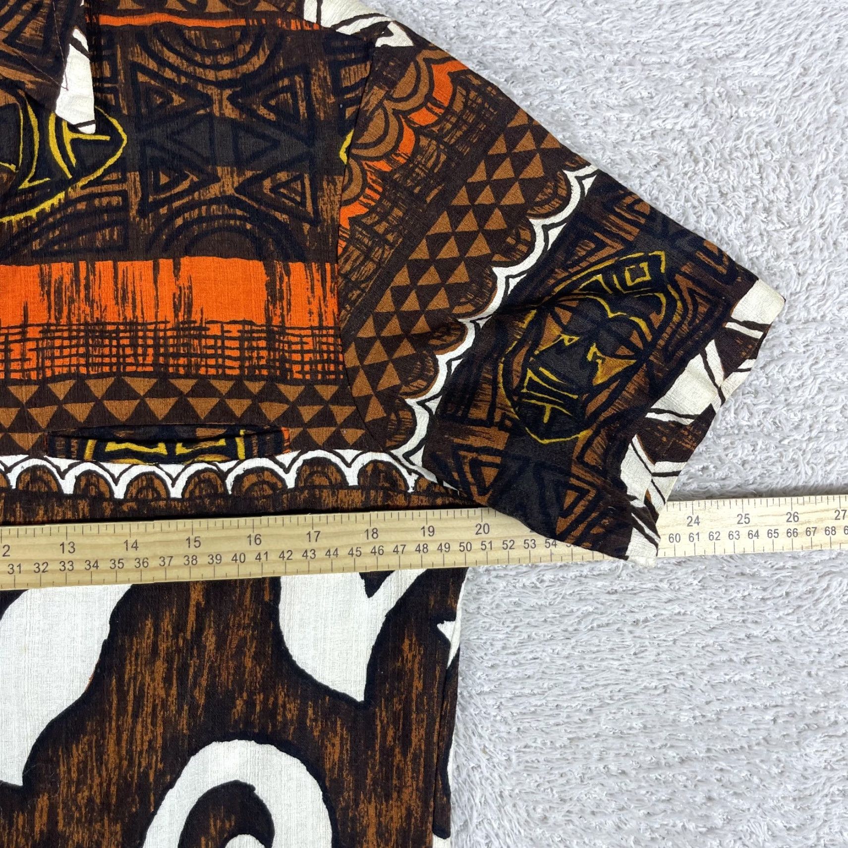 Vintage VINTAGE Tropicana Hawaiian Shirt Mens M Barkcloth Full Zip 60s Loop Cabana Geometric Short Sleeve Brown Zip Button-Up Mens Size US M / EU 48-50 / 2 - 7 Thumbnail