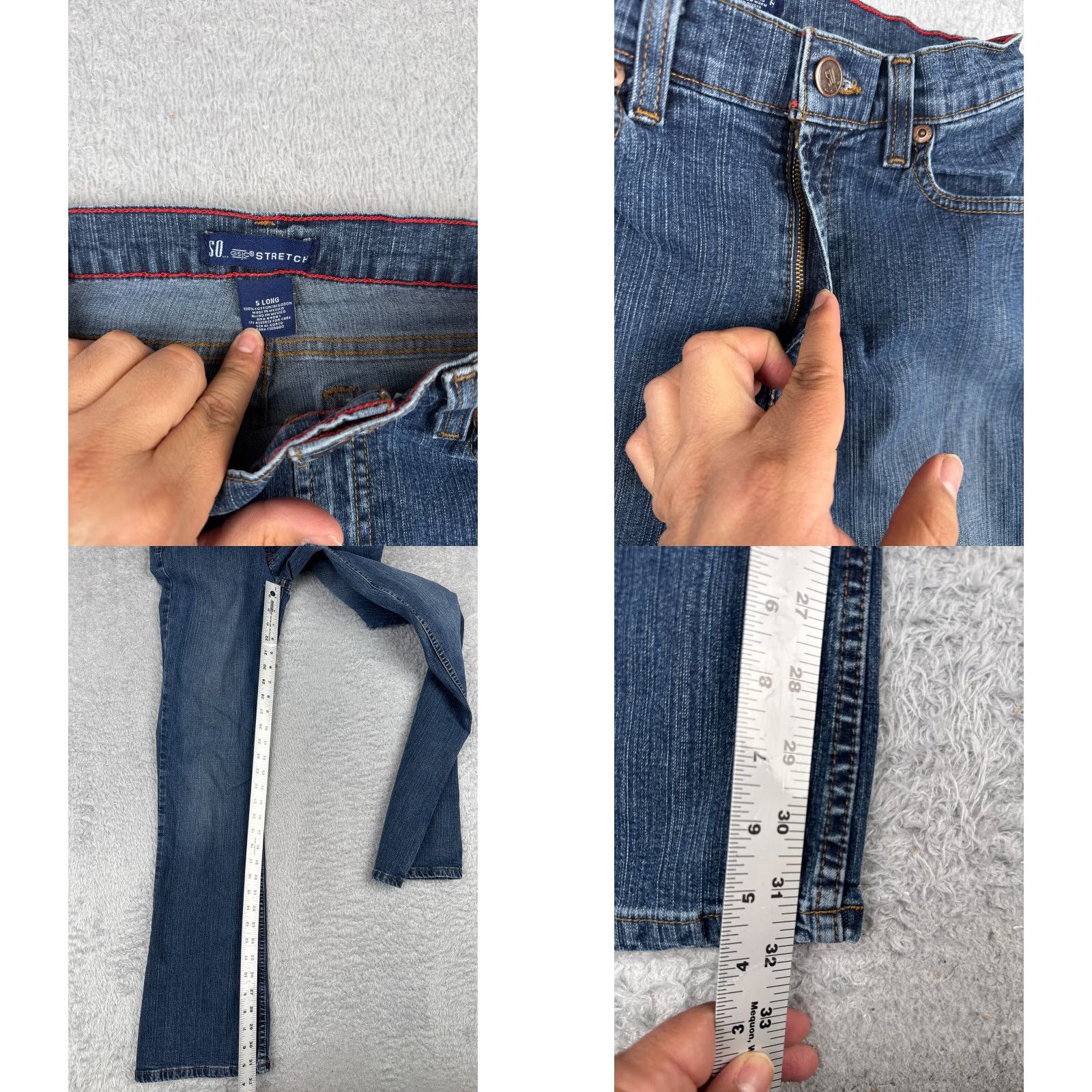 Denime VINTAGE SO Women Jeans Flared 5 Pocket Cotton Blend Mid Rise 27x32 Blue Denim Size 27" / US 4 / IT 40 - 8 Thumbnail