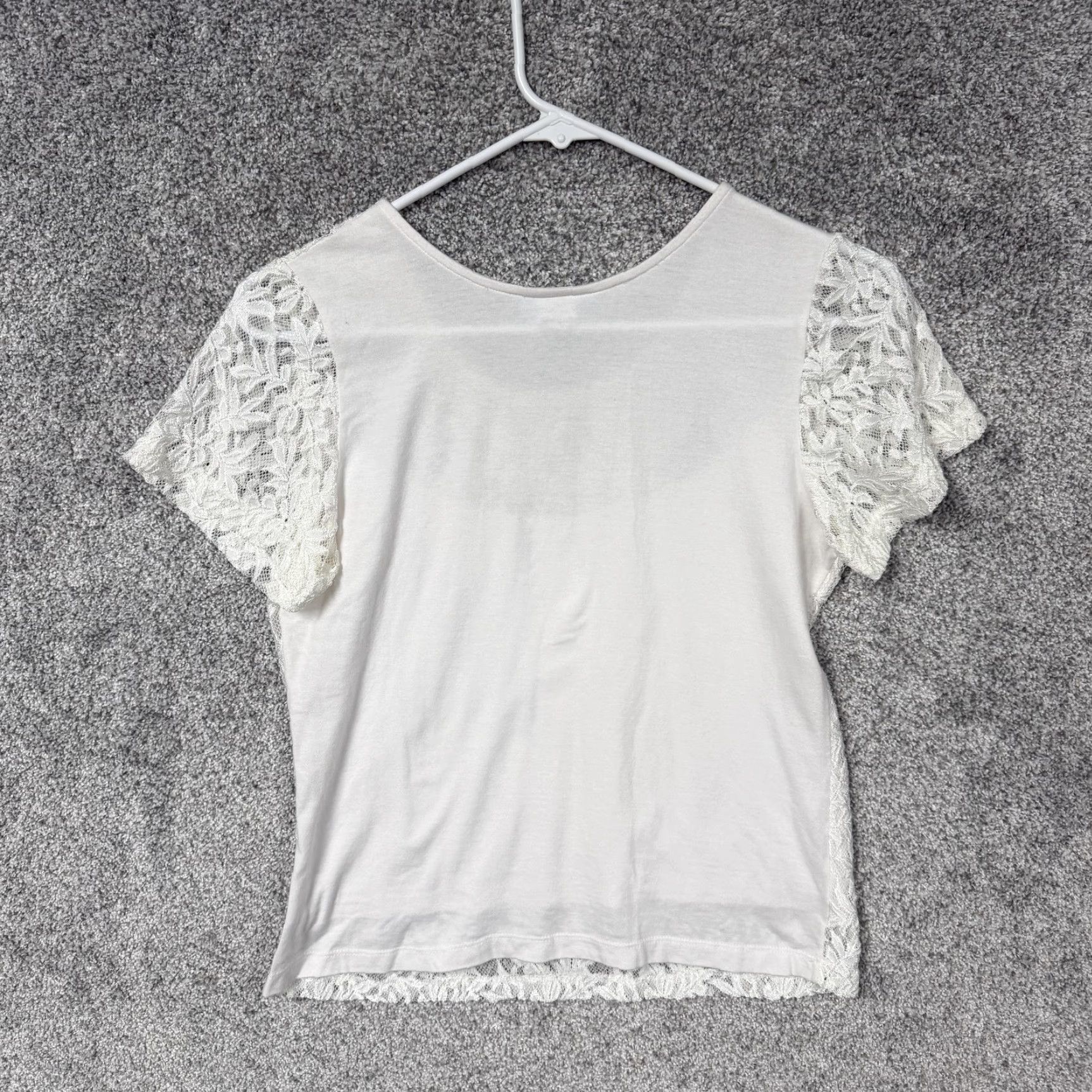 Vintage VINTAGE Hanky Panky White Floral Lace Top Blouse M Womens Short Sleeve Scoop Neck Bohemian 80s 90s Fairy Wedding Womens Size M / US 6-8 / IT 42-44 - 6 Thumbnail