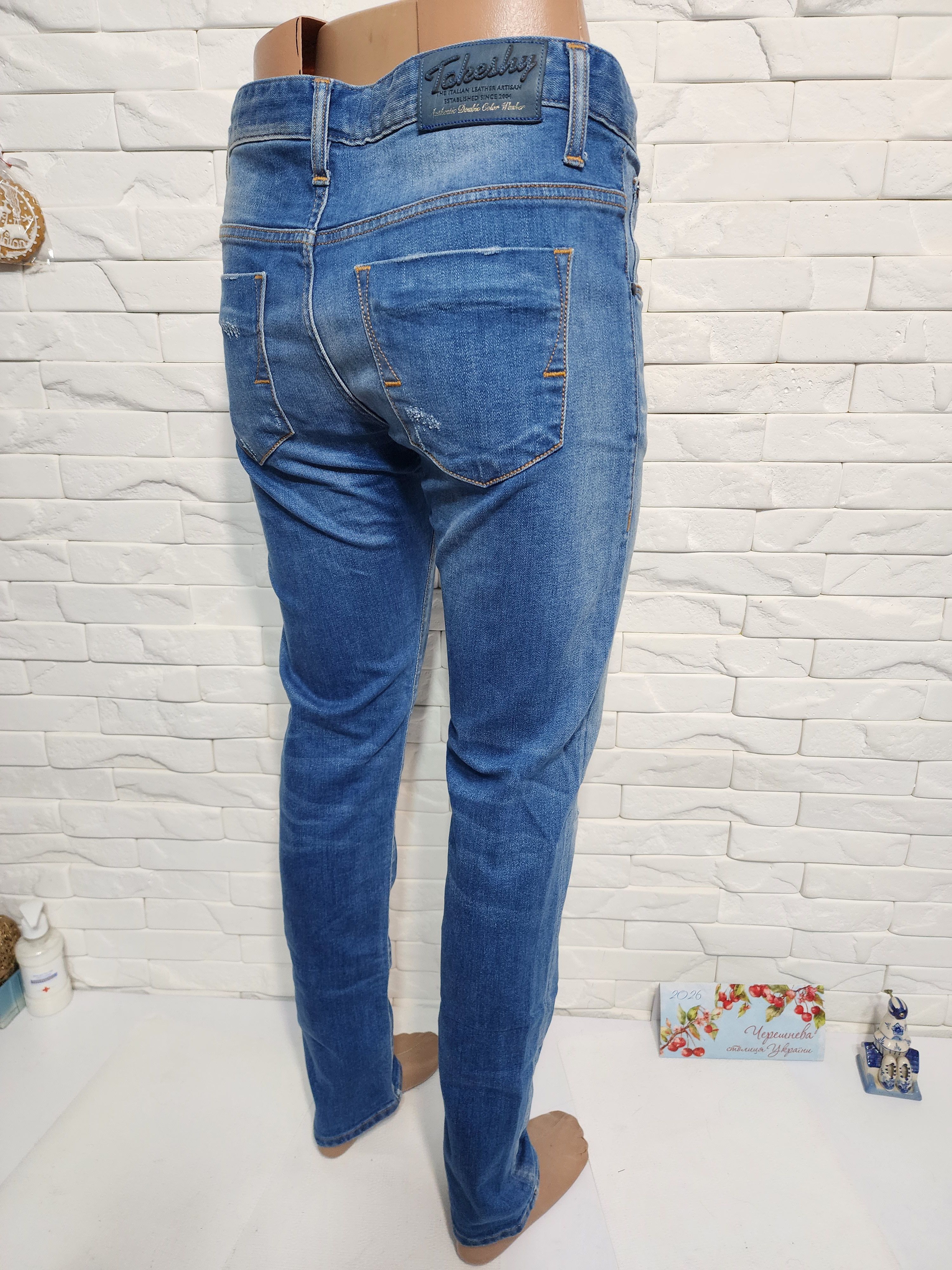 Takeshy Kurosawa Blue Denim Jeans Mens: Slim Fit Stretch Fabric. Size US 35 - 5 Thumbnail
