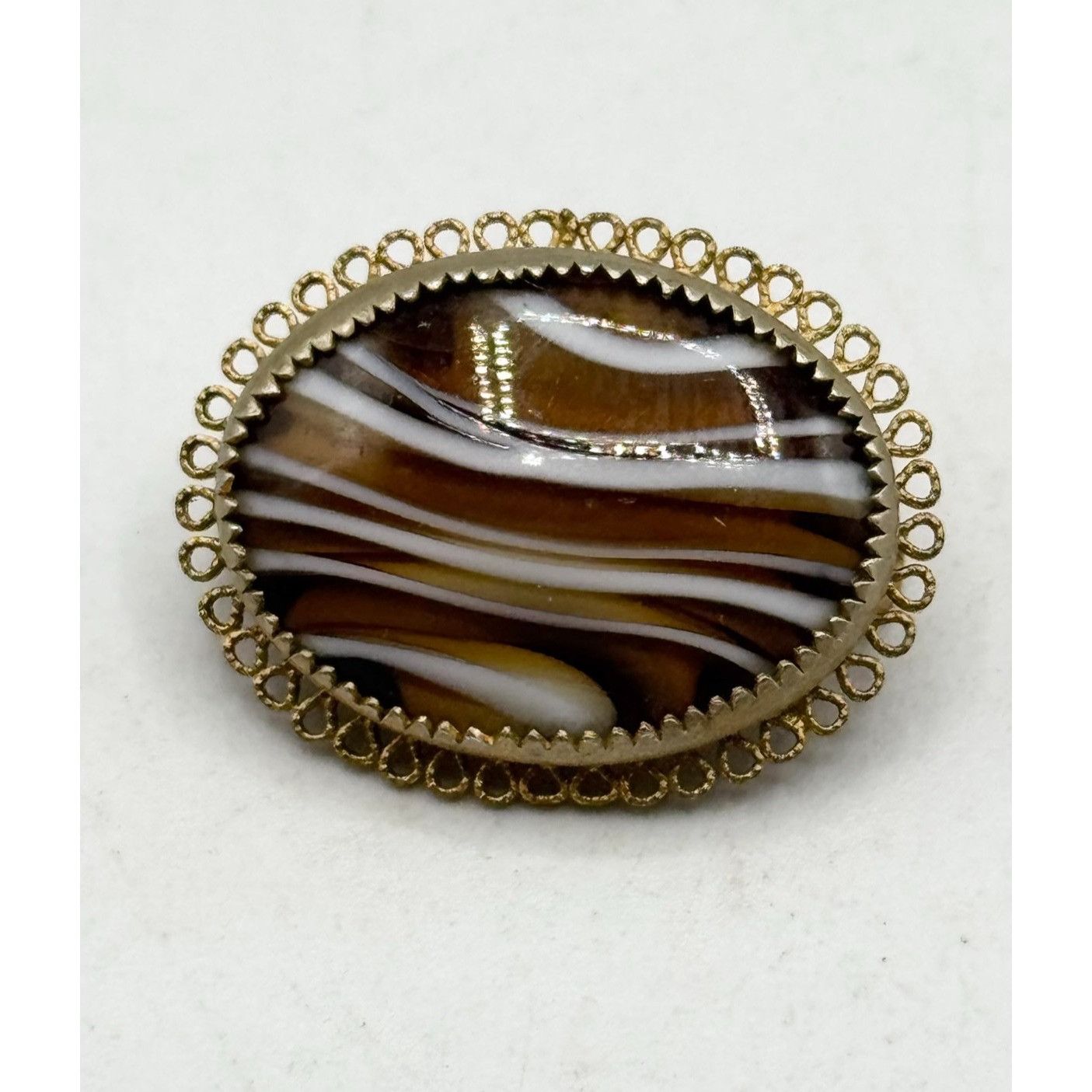 Other Vintage Estate antique striped striated agate stone brooch p Size ONE SIZE - 3 Thumbnail