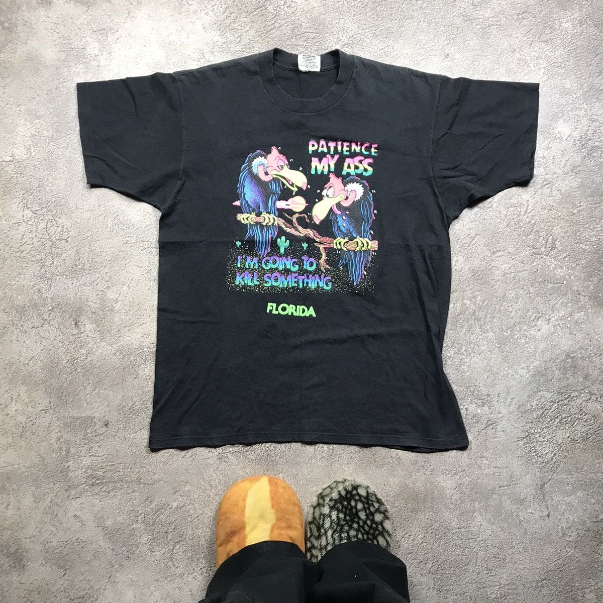 Vintage Vintage 90s Graphic Tee Patience My Ass Faded Black Nylon L Size US L / EU 52-54 / 3 - 1 Thumbnail