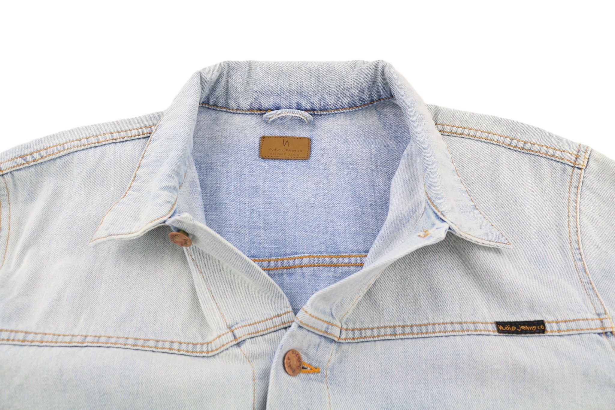 Nudie Jeans RONNY 2XL Denim Ocean Washed Spread Logo Jacket 80751 Size US XXL / EU 58 / 5 - 4 Thumbnail