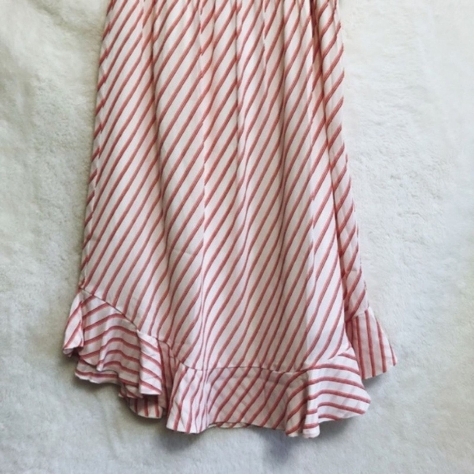 Loft LOFT Pink and White Striped Ruffle Hem Skirt Size 27" / US 4 / IT 40 - 4 Thumbnail