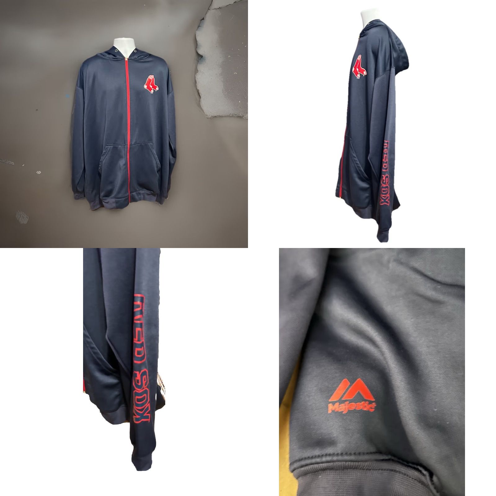 MLB Majestic Boston Red Sox Full Zip Hoodie Men 3XL Navy Blue Pockets MLB Baseball Logo Size US XXL / EU 58 / 5 - 11 Thumbnail