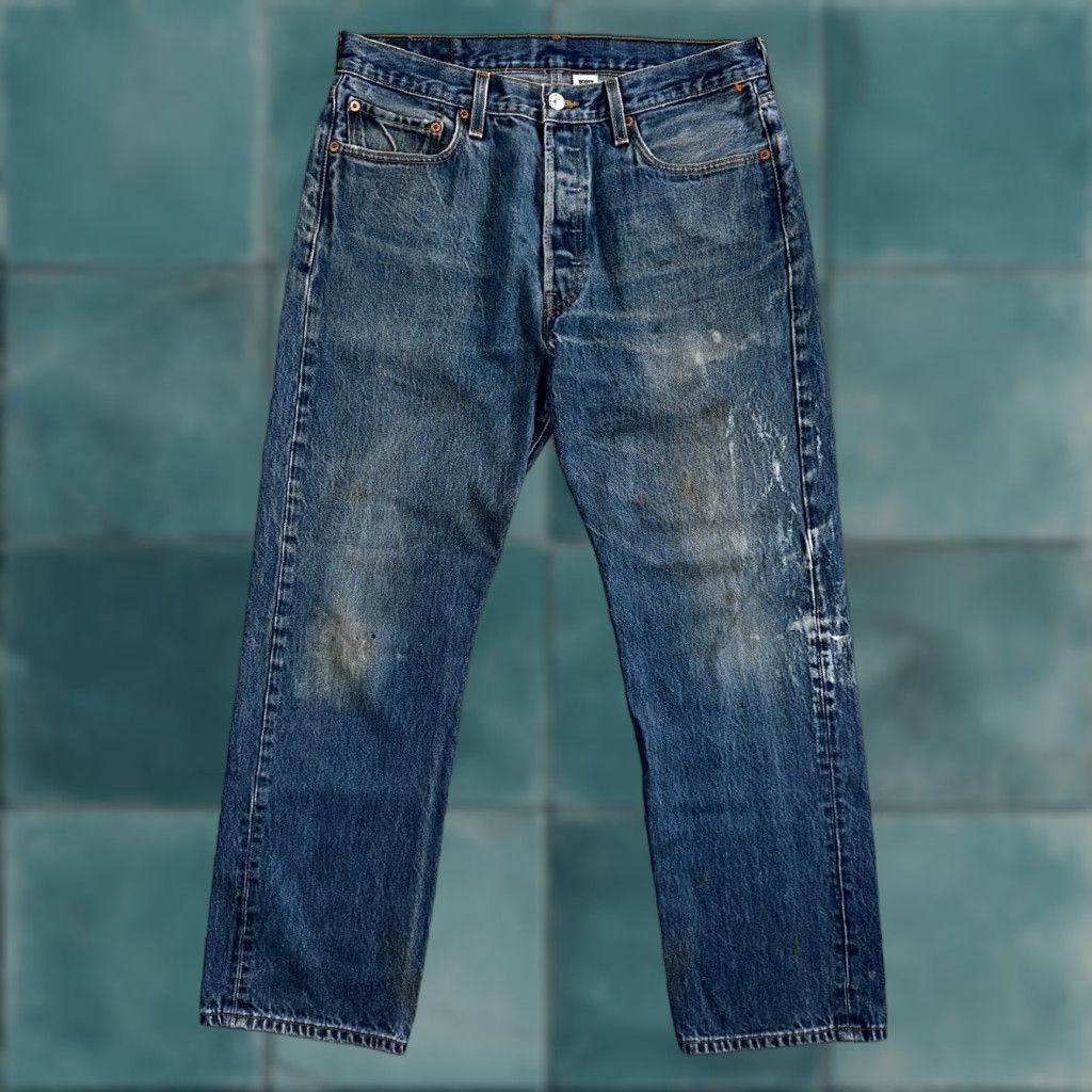 Levi's Levi's 501 Vintage Y2K XX Straight Leg Jeans 501 90s Blue Med Wash 35x33 35x29 Act 33x29 Size US 35 - 1 Thumbnail