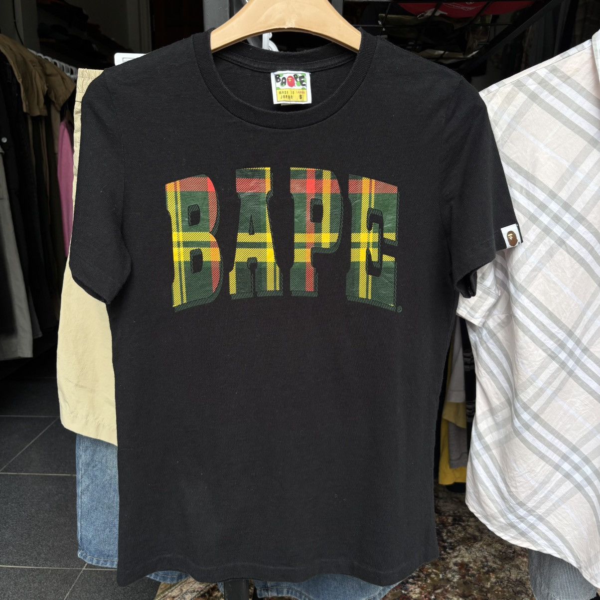 Bape Bape College Font Style Tartan Art Black Tee Size S / US 4 / IT 40 - 1 Thumbnail