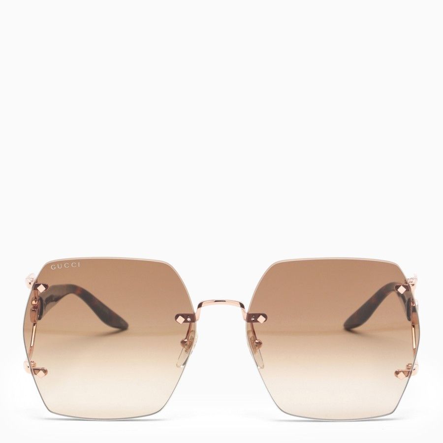 Gucci o1d2blof0824 Size: OS / Hexagonal Sunglasses in Brown Size ONE SIZE - 2 Thumbnail