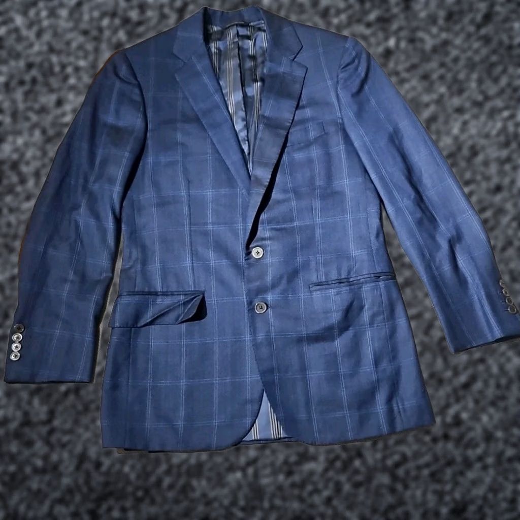 Brooks Brothers Brooks Brothers Blazer Mens 40 Navy Blue Windowpane Plaid Sport Coat Jacket Size 40R - 1 Thumbnail