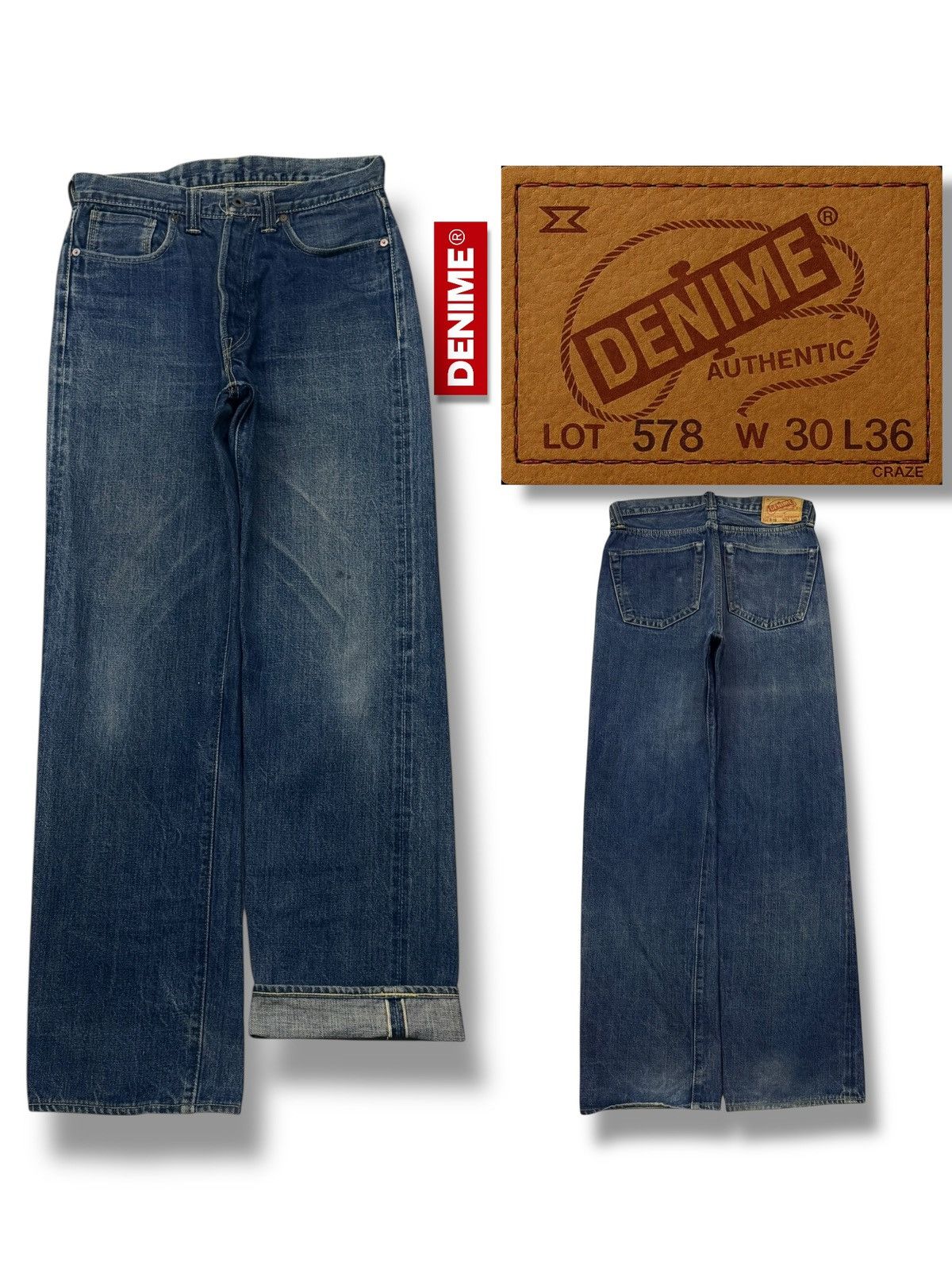Denime Vintage 00s DENIME Lot 578 Japanese Selvedge Denim Jeans W30 Size US 30 / EU 46 - 1 Thumbnail