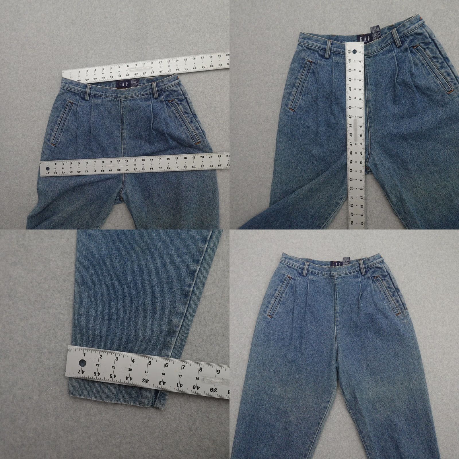 Guess VINTAGE GUESS Jeans Womens 11/12 Baggy Pleated Side Zipper Hip Denim Boyfriend 90s Mens? Size 32" / US 10 / IT 46 - 8 Thumbnail