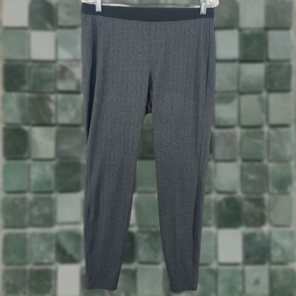 EILEEN FISHER Leggings S Stretch Herringbone Jersey Ankle Mid Rise Pull On Gray