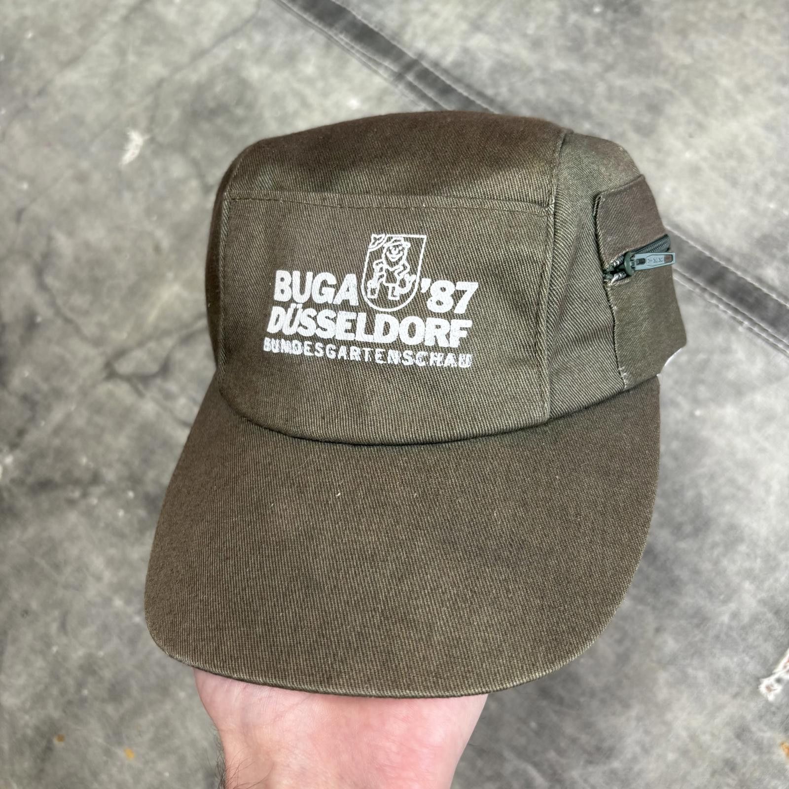 Vintage Vintage 80s Olive Düsseldorf Germany Garden Show 5 Panel Hat Size ONE SIZE - 1 Thumbnail