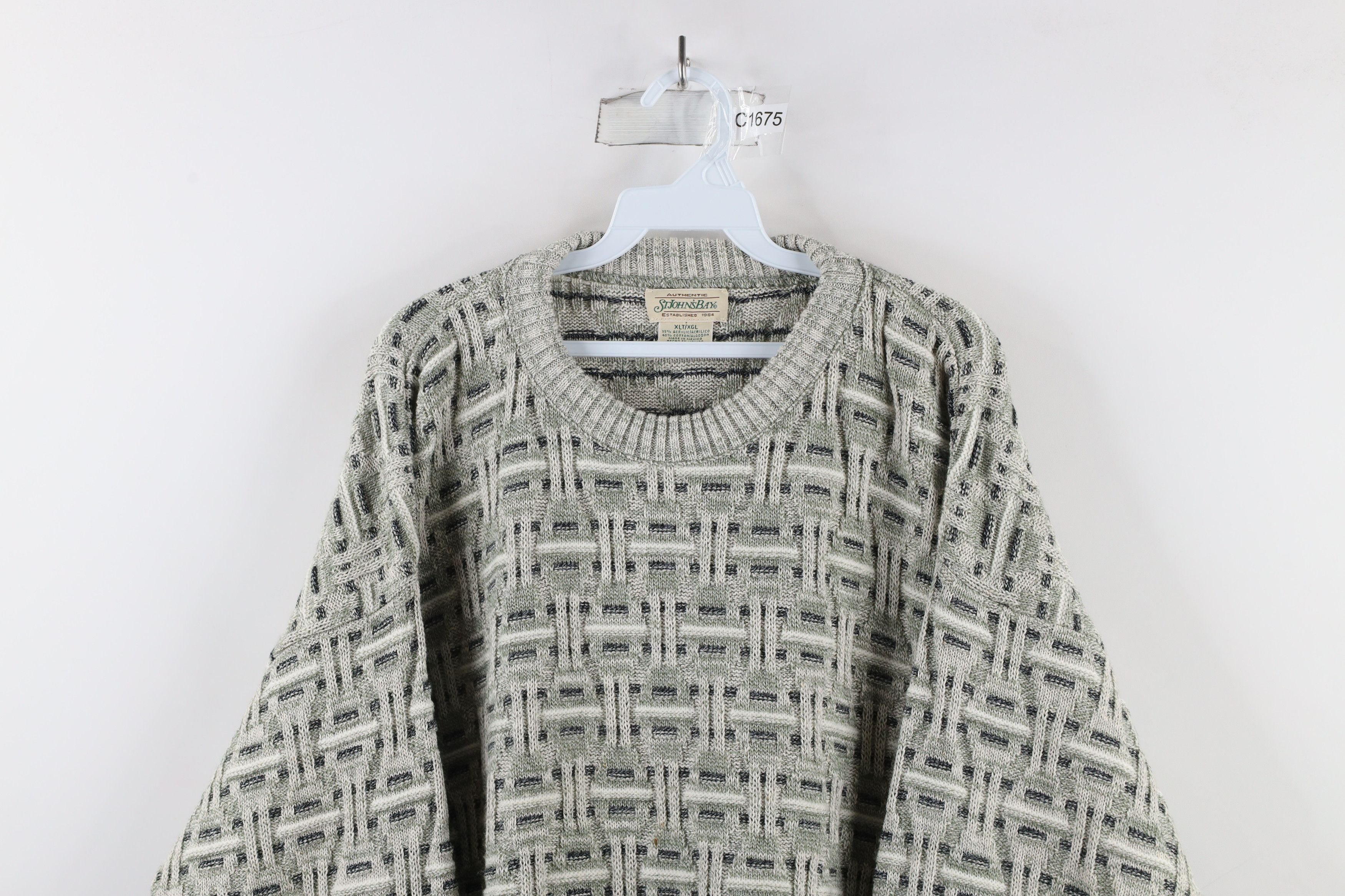 Vintage Vintage 90s Streetwear Cross Weave Knit Crewneck Dad Sweater Size US XL / EU 56 / 4 - 2 Thumbnail