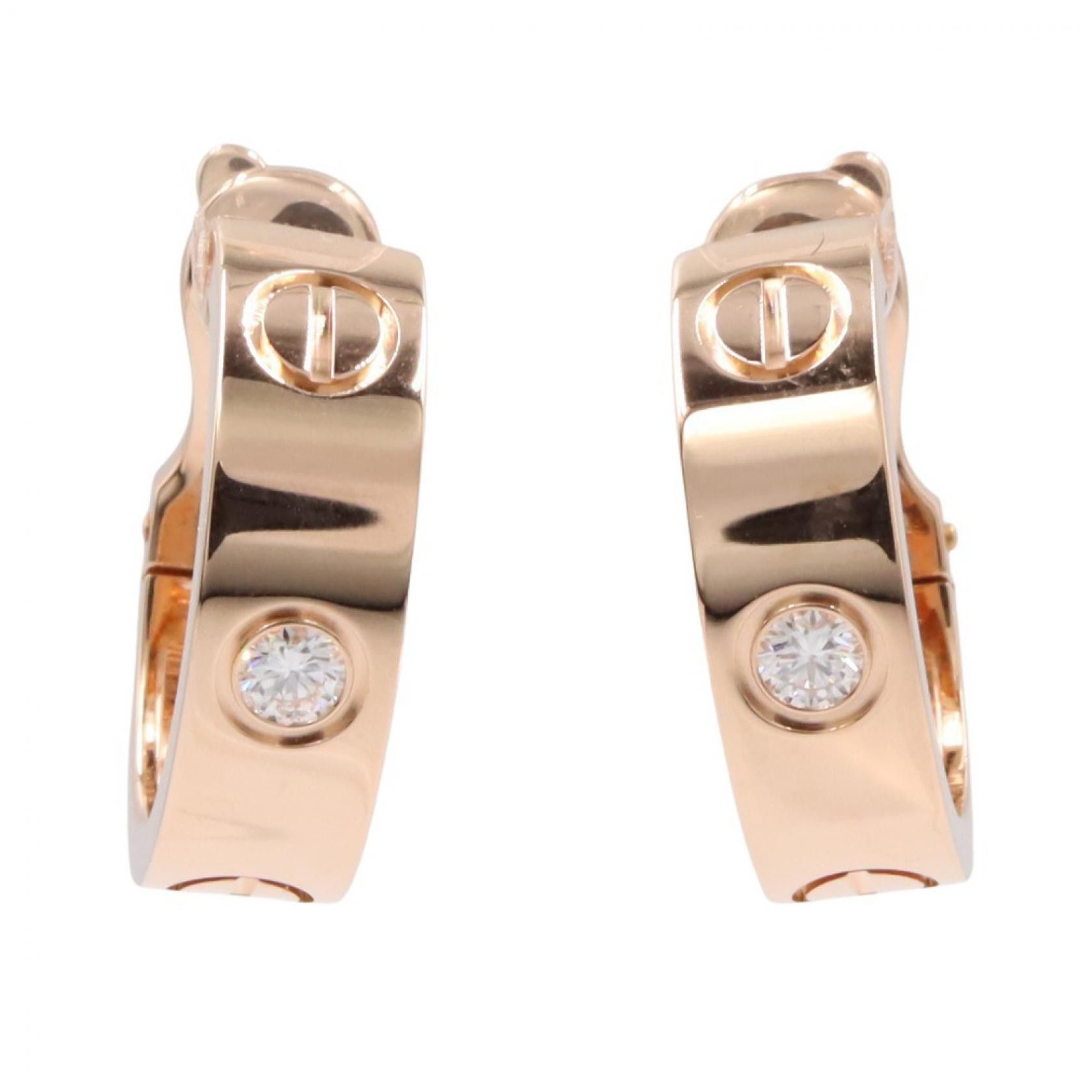 Cartier Cartier Cartier Love Hoop Au750 Diamond Earrings Precious Metal Earrings DUTY FREE for USA Size ONE SIZE - 1 Thumbnail