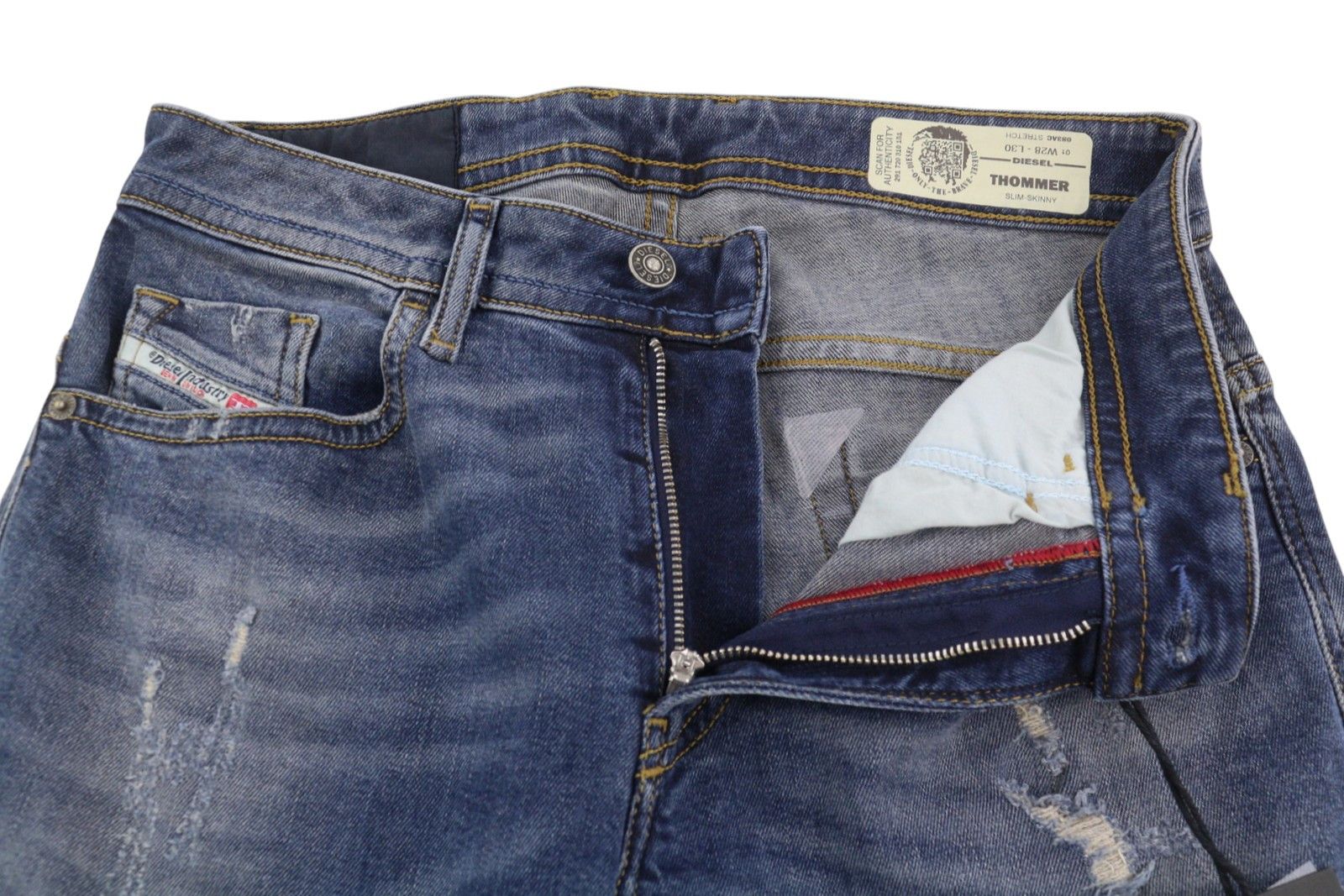 Diesel THOMMER 083AC W28/L30 Blue Distress Slim Skinny Jeans 89140 Size US 28 / EU 44 - 4 Thumbnail