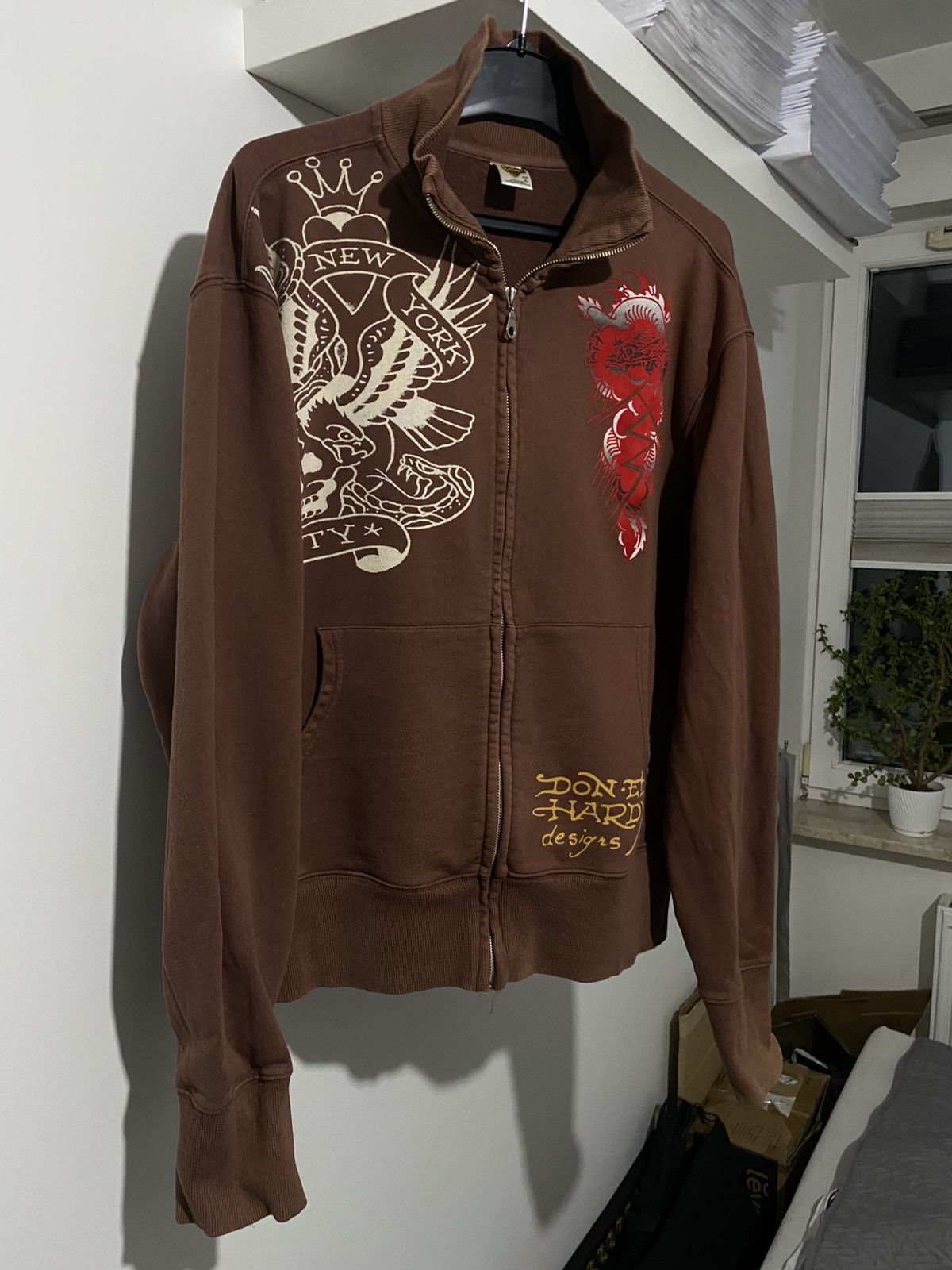 Vintage Ed Hardy Crewneck Zip y2k XL opium drip skull designs baggy Size US XL / EU 56 / 4 - 3 Thumbnail