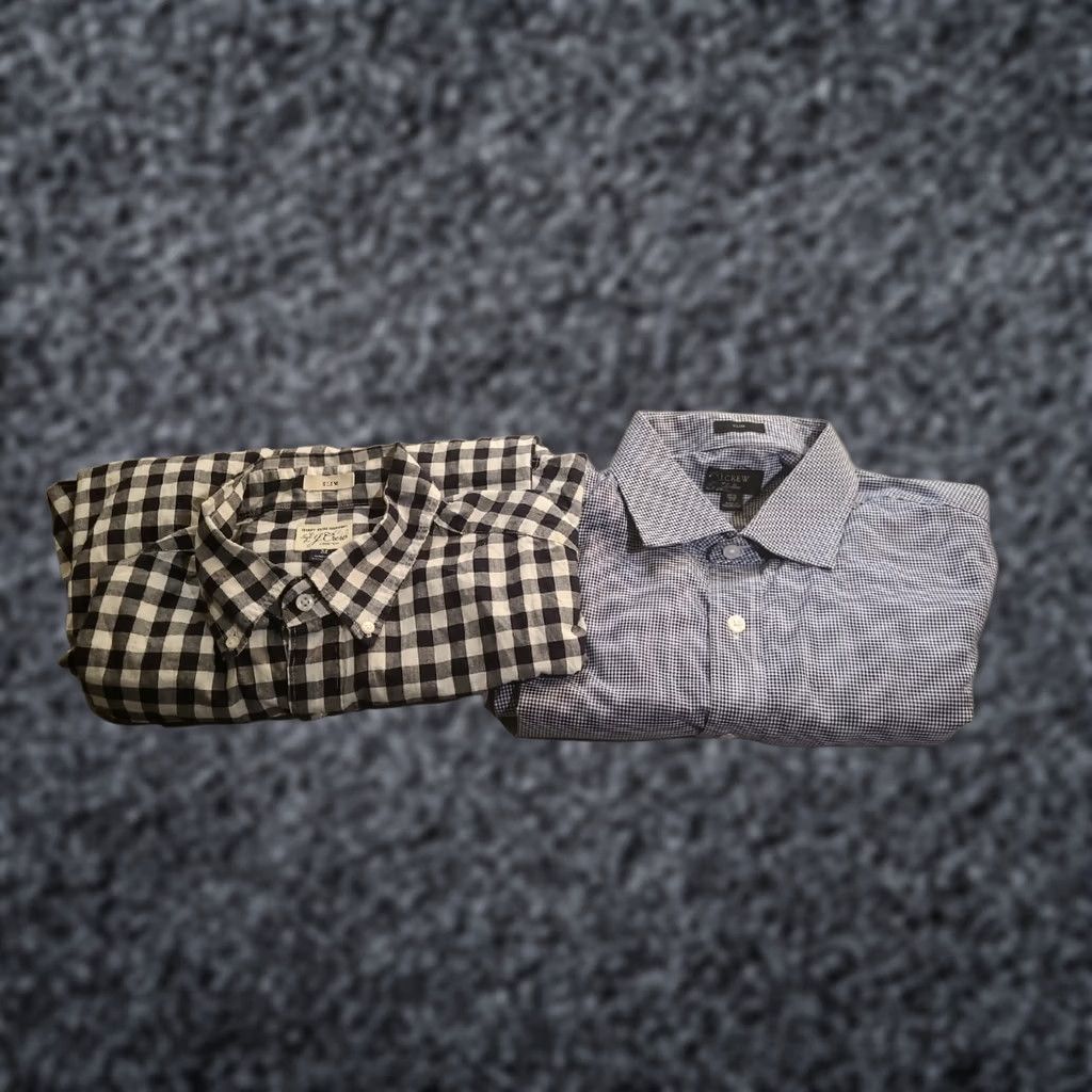 Vintage J Crew Shirt Mens M Tall Blue Cotton Buttoned Collared Long Sleeve Plaid Tops Lot Size US M / EU 48-50 / 2 - 1 Thumbnail