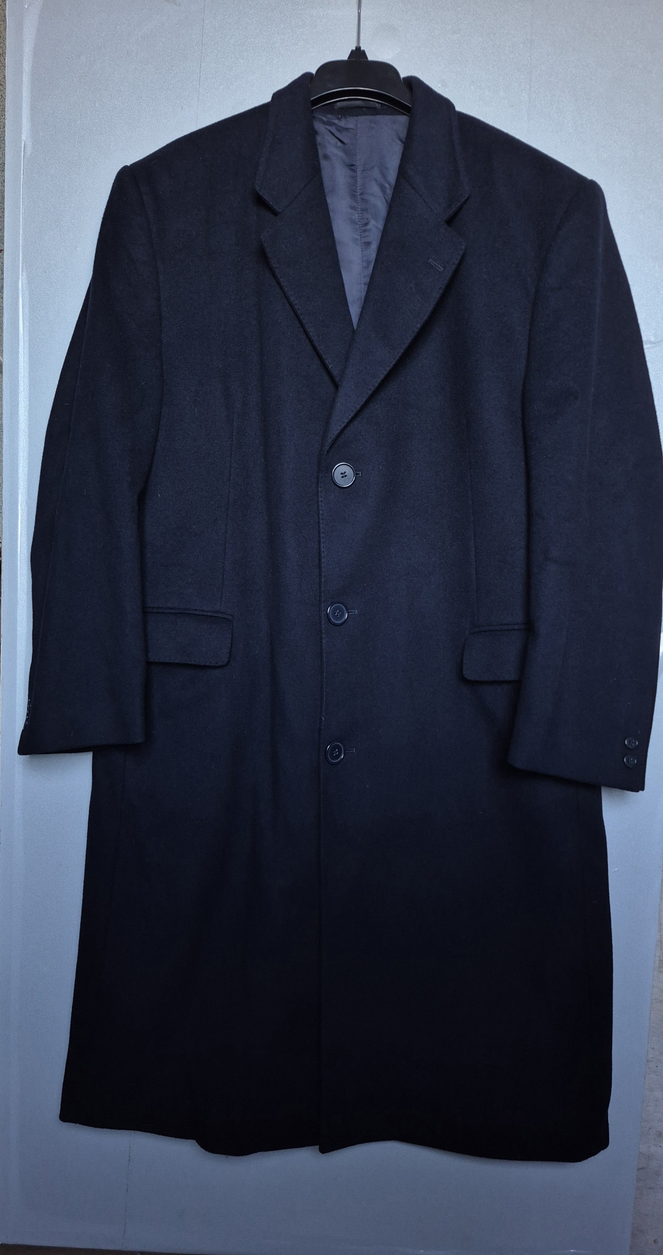 Yves Saint Laurent Coat Wool Cashmere Size 52 Navyblue