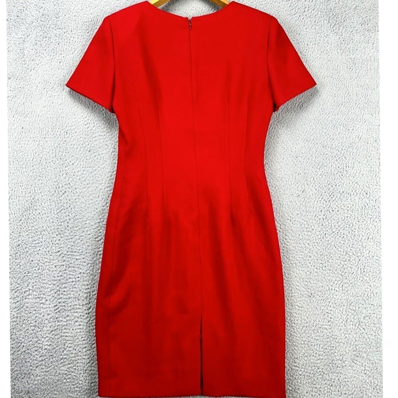 Talbots Talbots Sheath Dress Womens 6 Red Knee Length Short Sleeve Cap Sleeve Zip Lined Size 28" / US 6 / IT 42 - 3 Thumbnail