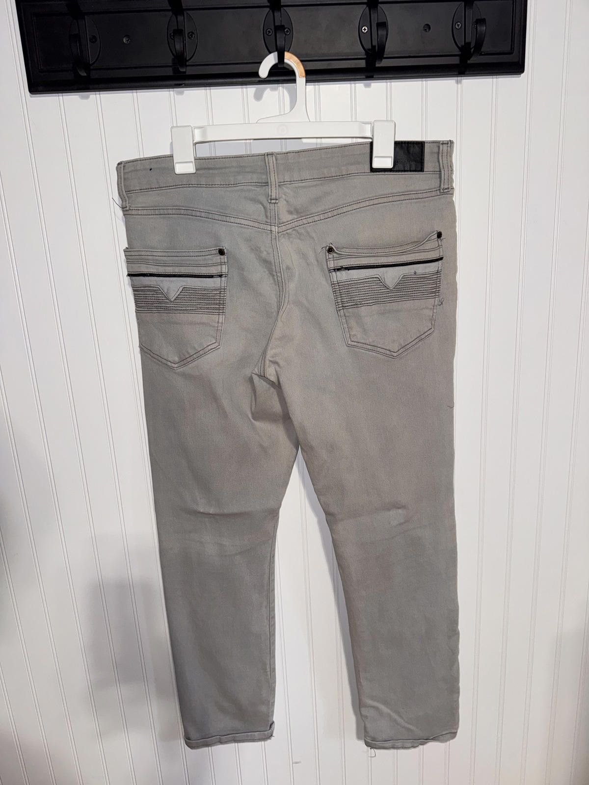 Diesel Fried Denim Men's 36x30 Slim Grey Faded Moto Style Jeans Size US 30 / EU 46 - 2 Thumbnail
