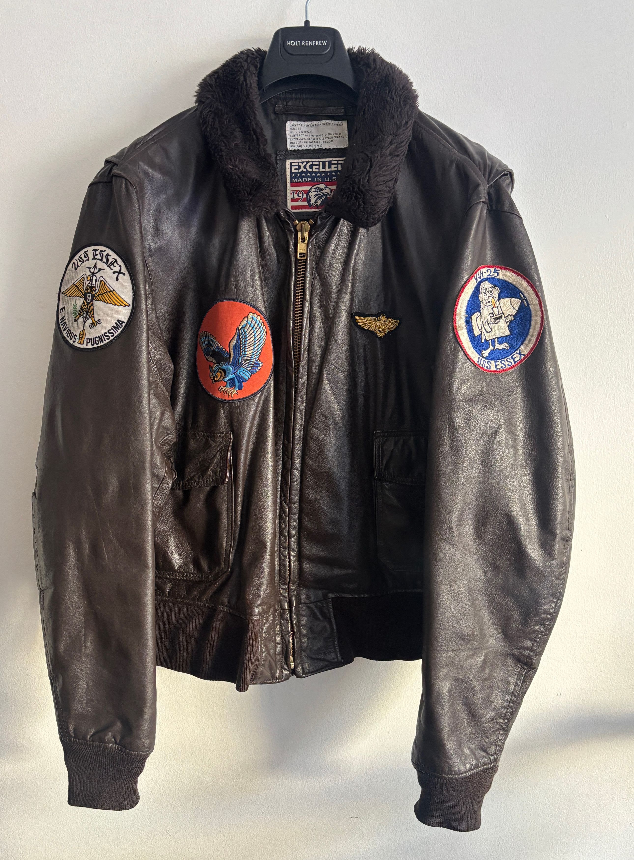 Excelled Aviator Bomber G-1 Jacket- Sherpa Collar, Patches -XL-XXL Size US XL / EU 56 / 4 - 1 Thumbnail