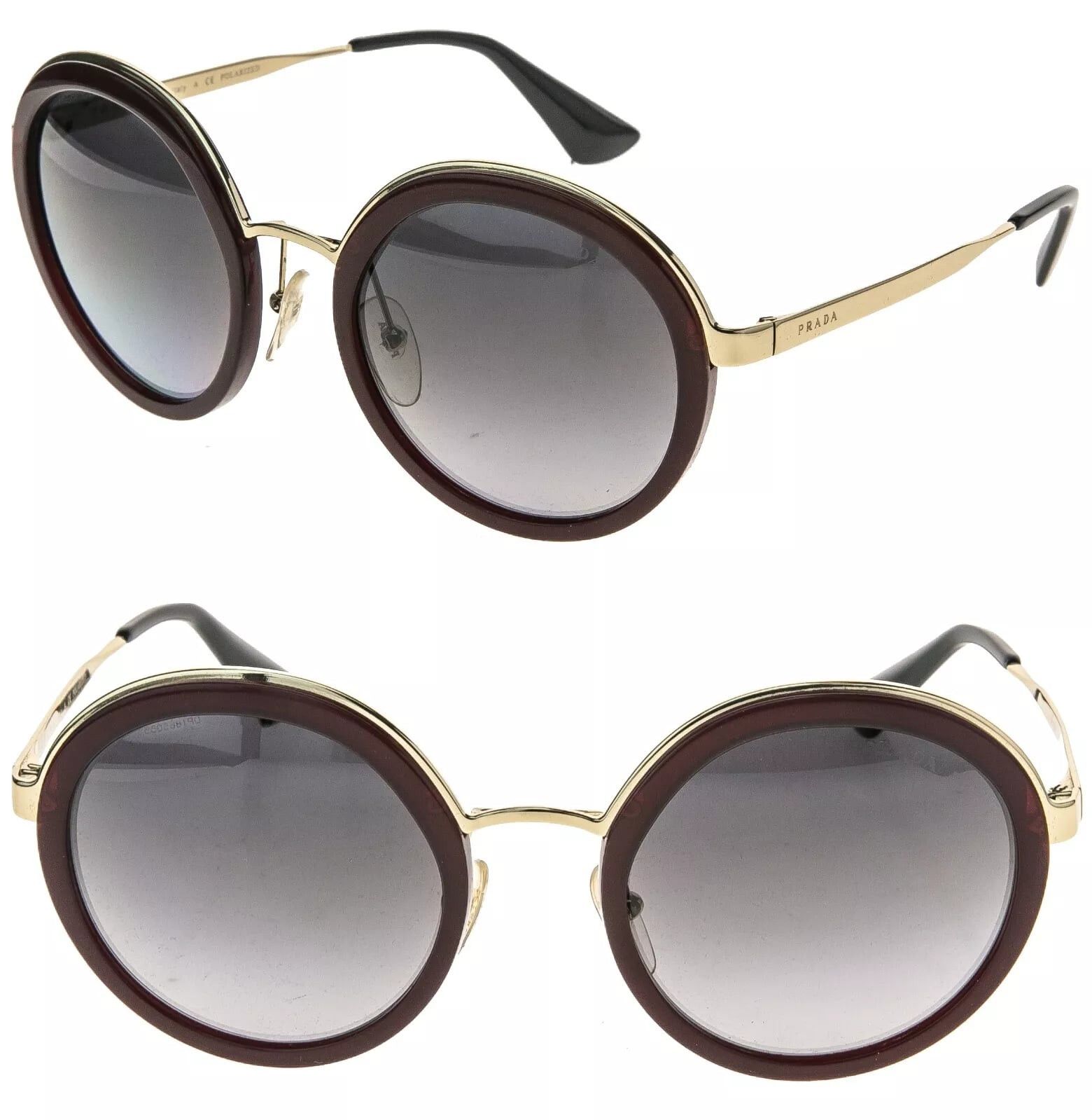 Prada PRADA CINEMA 50T Round Metal Gold Burgundy POLARIZED PR50TS Size ONE SIZE - 1 Thumbnail