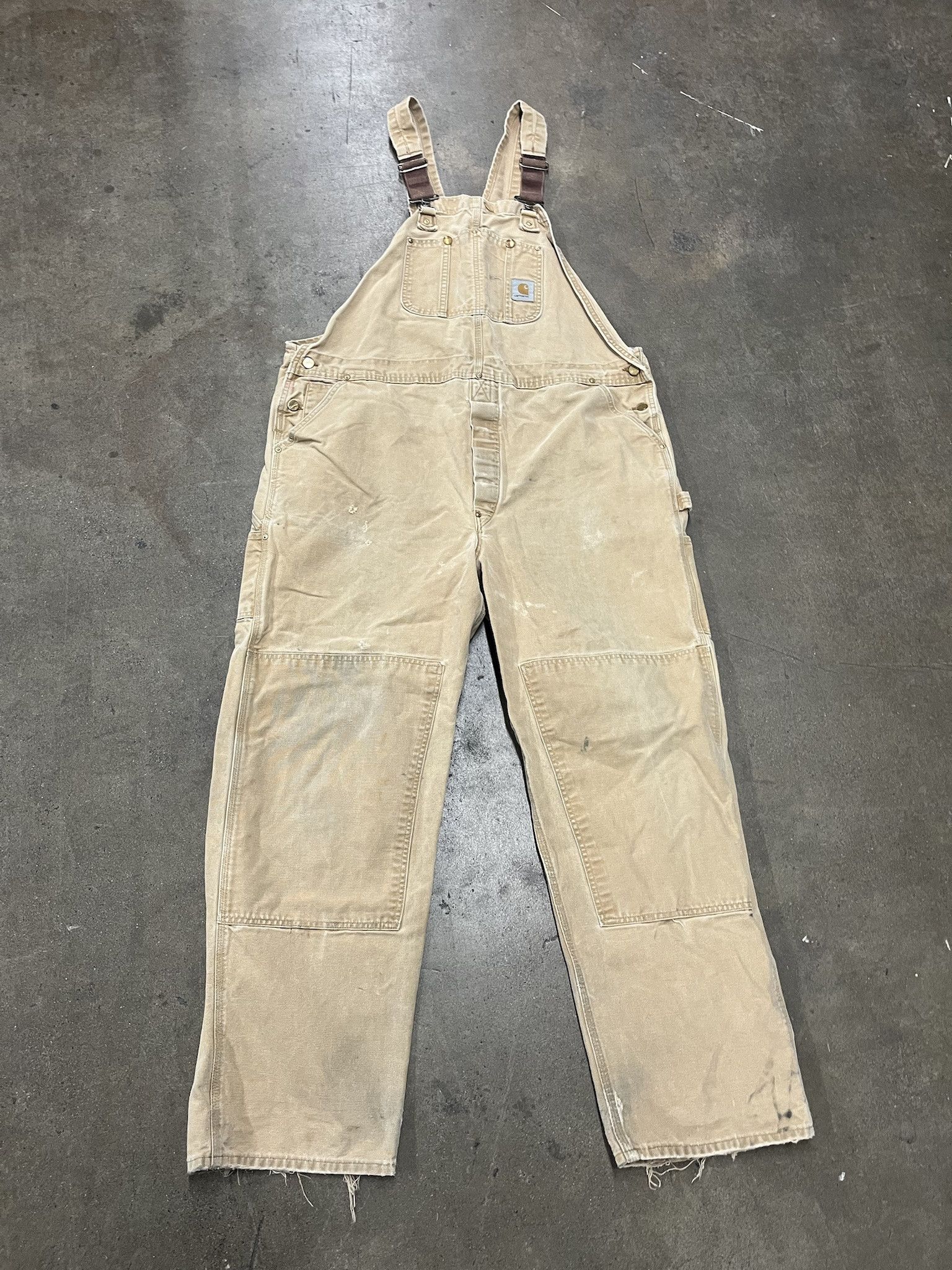 Vintage 1990s Carhartt Double Knee Canvas Workwear Overalls Size 46/XXL