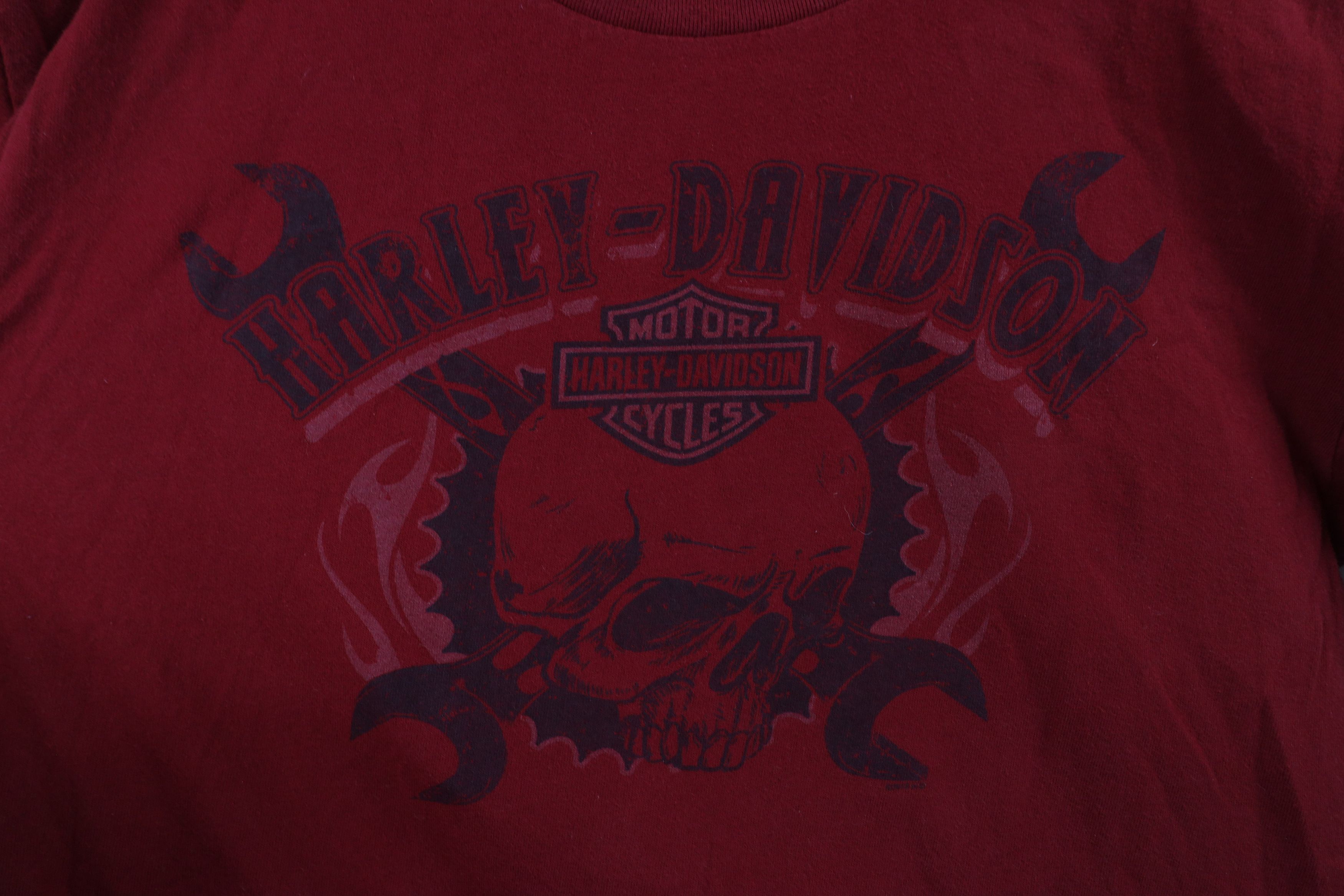 Harley Davidson × Vintage Vintage Y2K Harley Davidson Tribal Skull Flames T-Shirt Size US L / EU 52-54 / 3 - 4 Thumbnail
