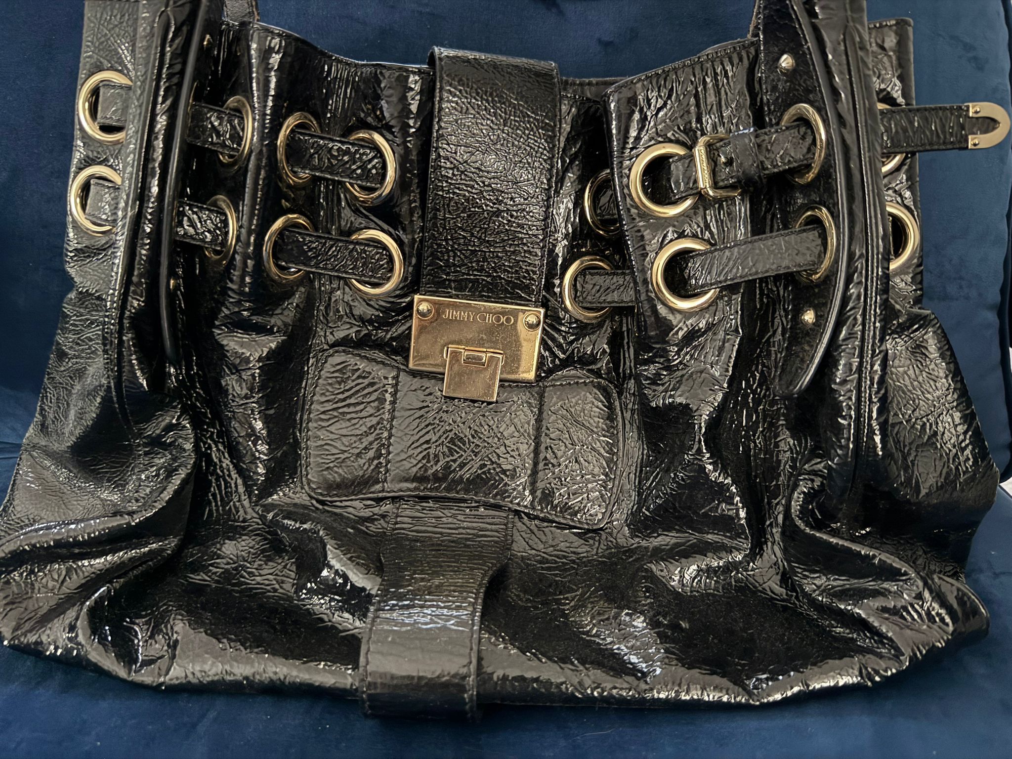 Jimmy Choo Jimmy Choo Ramona Black Patent Leather Shoulder Bag Size ONE SIZE - 6 Thumbnail
