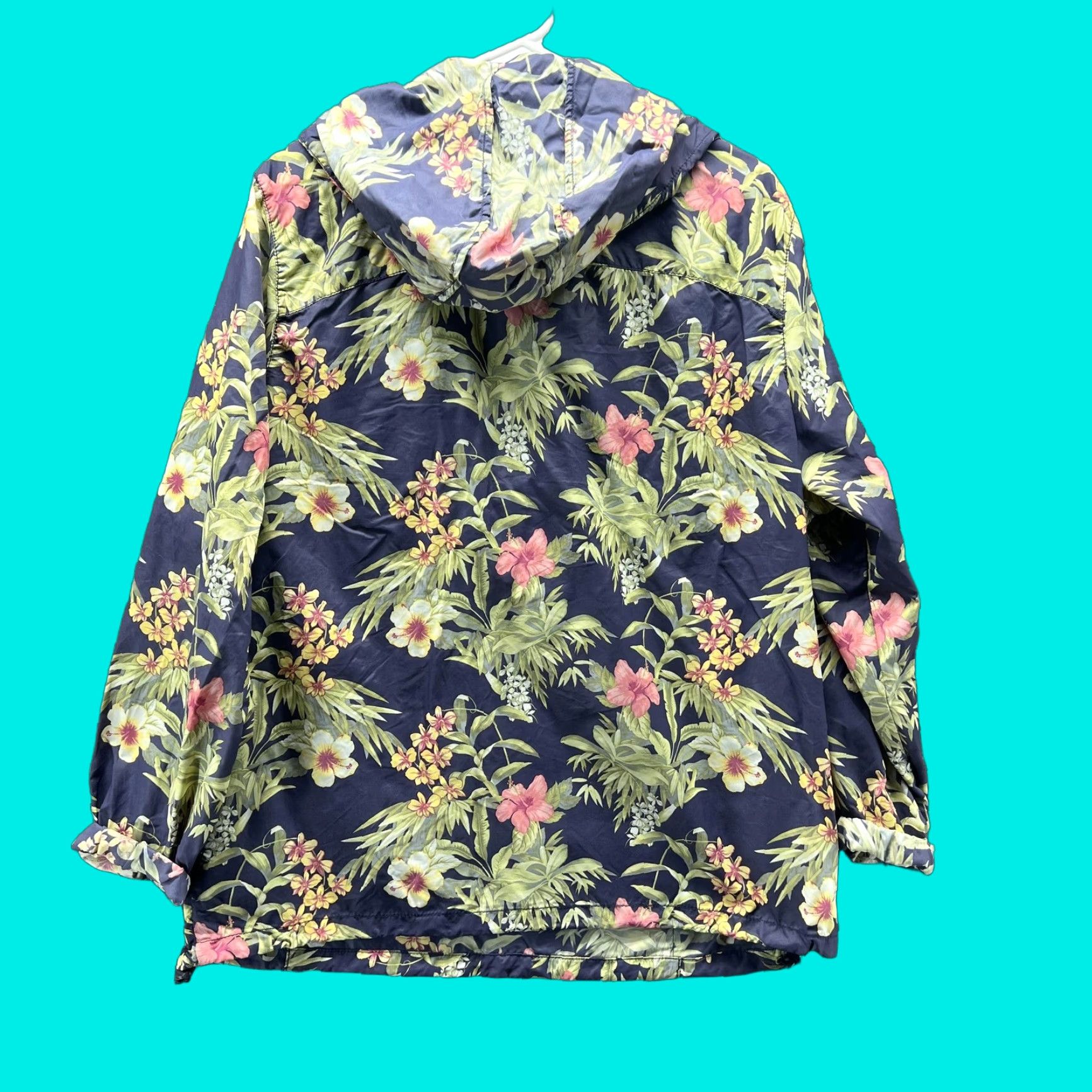 Tommy Bahama Tommy Bahama Jacket Mens Medium Navy Tropical Floral Hooded 1/4 Zip Anorak Nylon Beach Hawaiian Tropical Pockets Mens Size US M / EU 48-50 / 2 - 1 Thumbnail