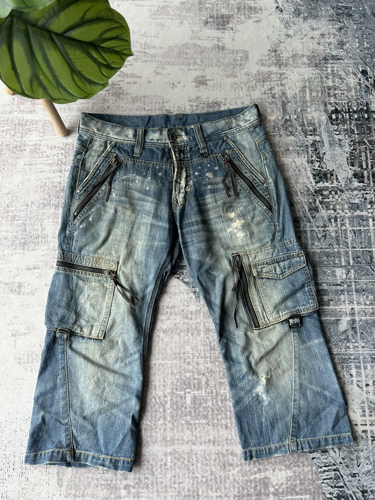 If Six Was Nine Nicole Men Distressed Cargo Jeans Size US 32 / EU 48 - 1 Thumbnail