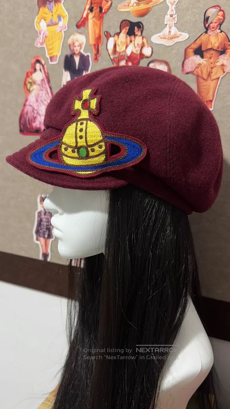 Vivienne Westwood Vivienne Westwood Dark Red Saturn Newsboy Cap Size ONE SIZE - 5 Thumbnail