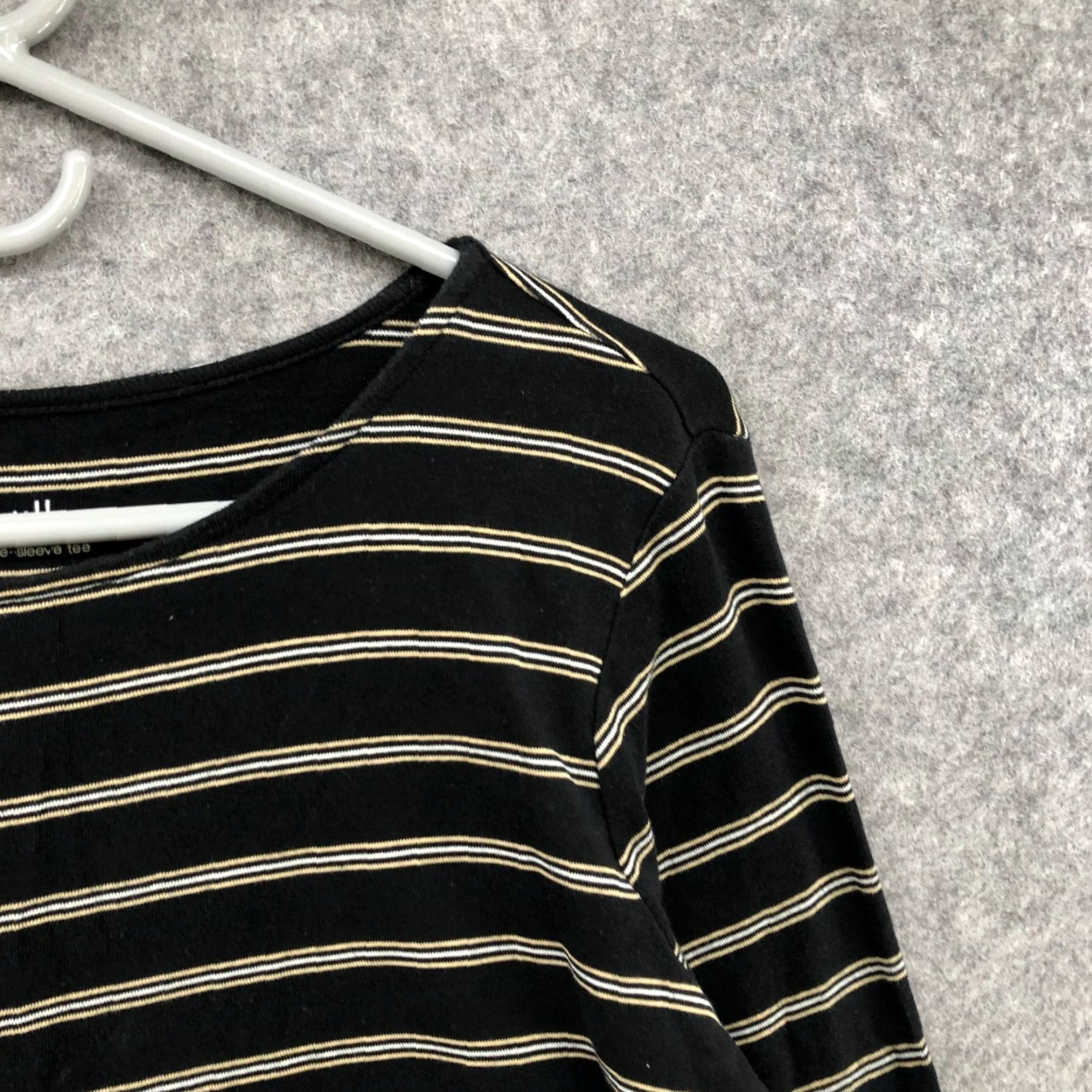 J. Jill VINTAGE J. Jill Women’s Cotton Striped Long Sleeve T-Shirt M Black Casual Style Size M / US 6-8 / IT 42-44 - 7 Thumbnail
