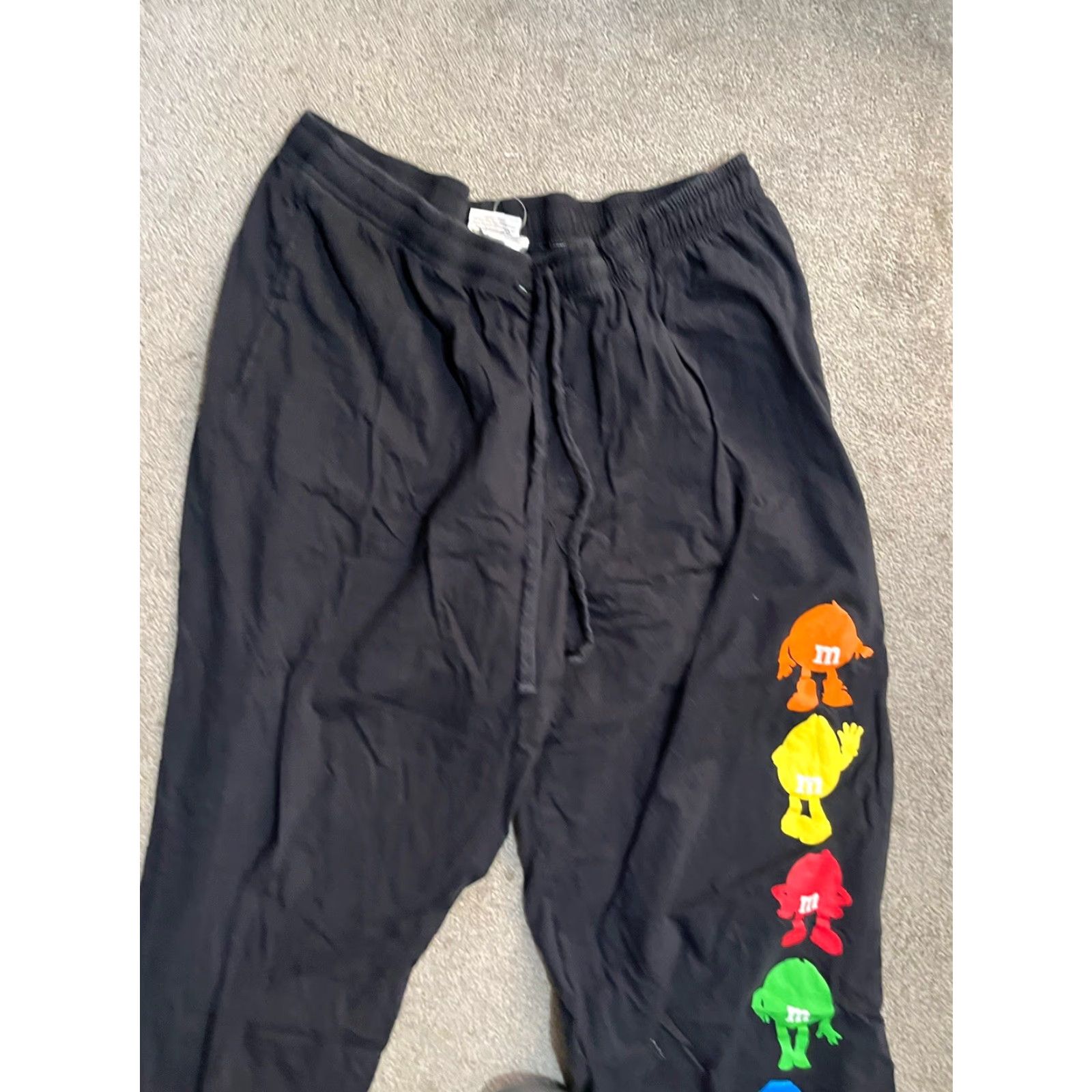 Vintage M&M Lounge Pants Black Graphic Print Drawstring Waist Mens XL Size US 36 / EU 52 - 2 Thumbnail