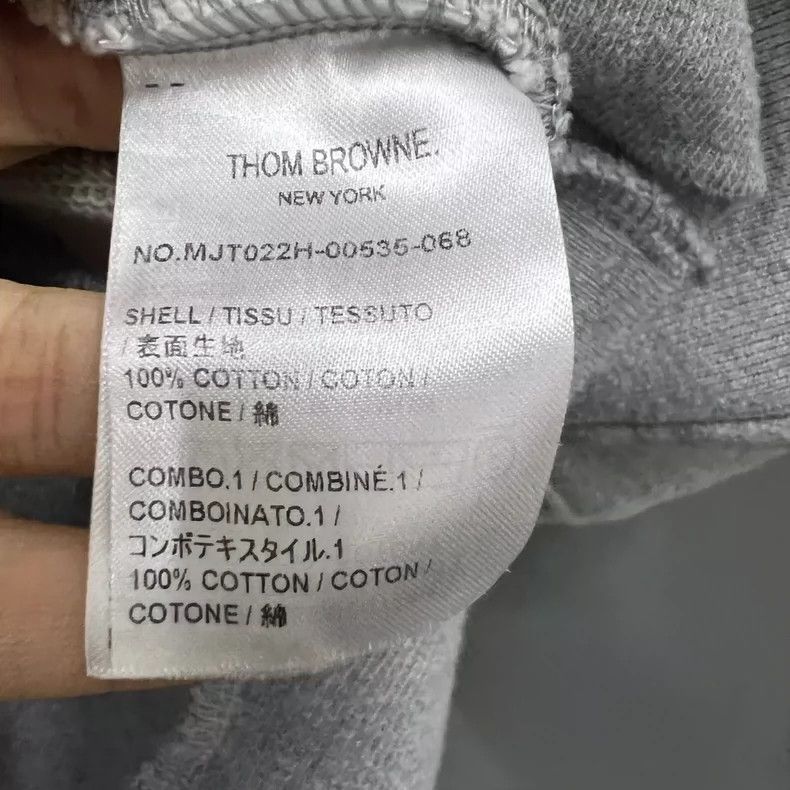 Thom Browne Thom browne Gray four-striped printed zipper hoodie jacket Size US L / EU 52-54 / 3 - 6 Thumbnail