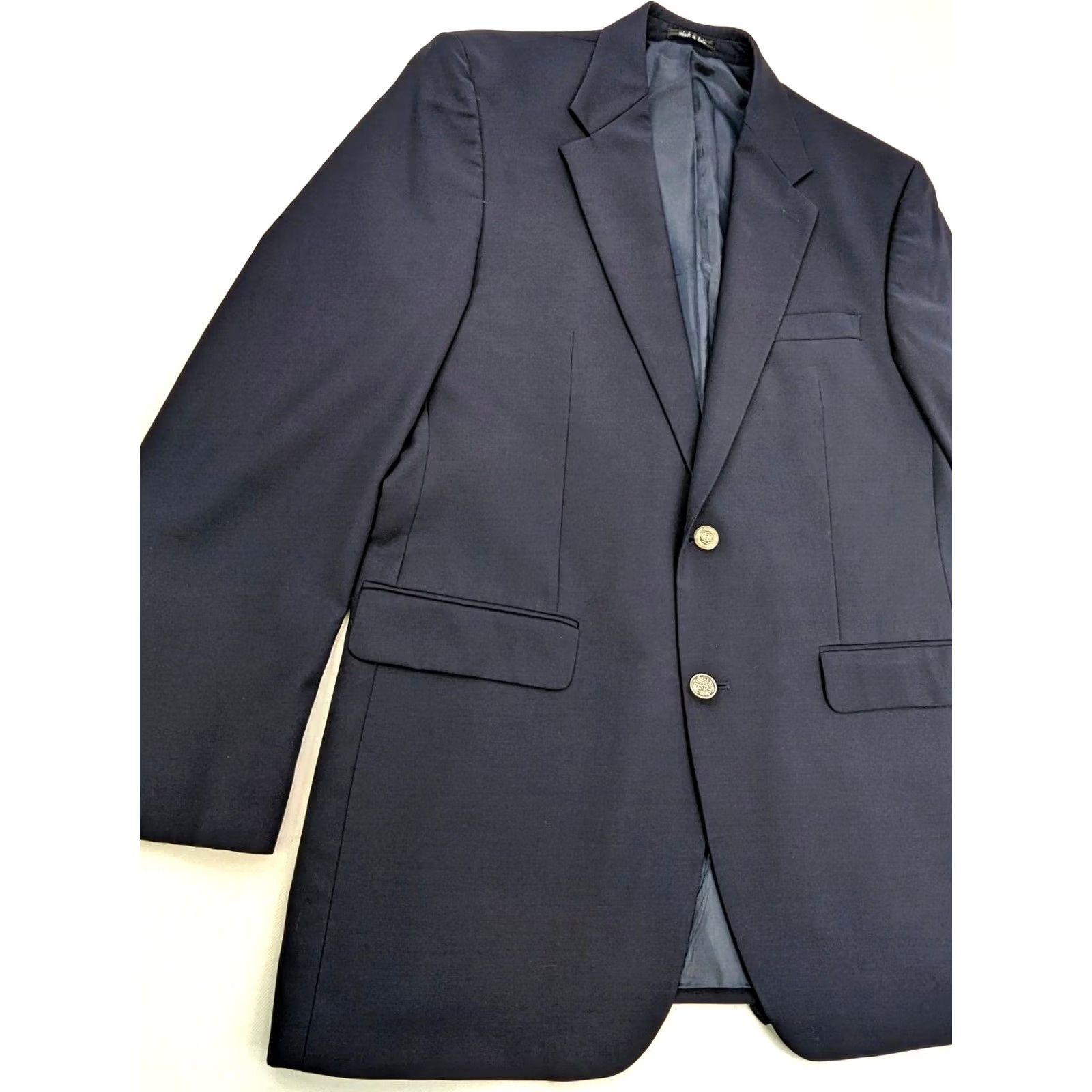 Michael Kors VINTAGE Michael Kors Navy Blue Solid Wool Blazer Mens 42 Long Jacket容量? Size 42R - 2 Thumbnail