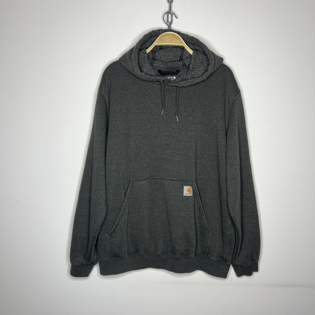 Carhartt WiP Hoodie Sweatshirt Hooded Grey Logo Y2K